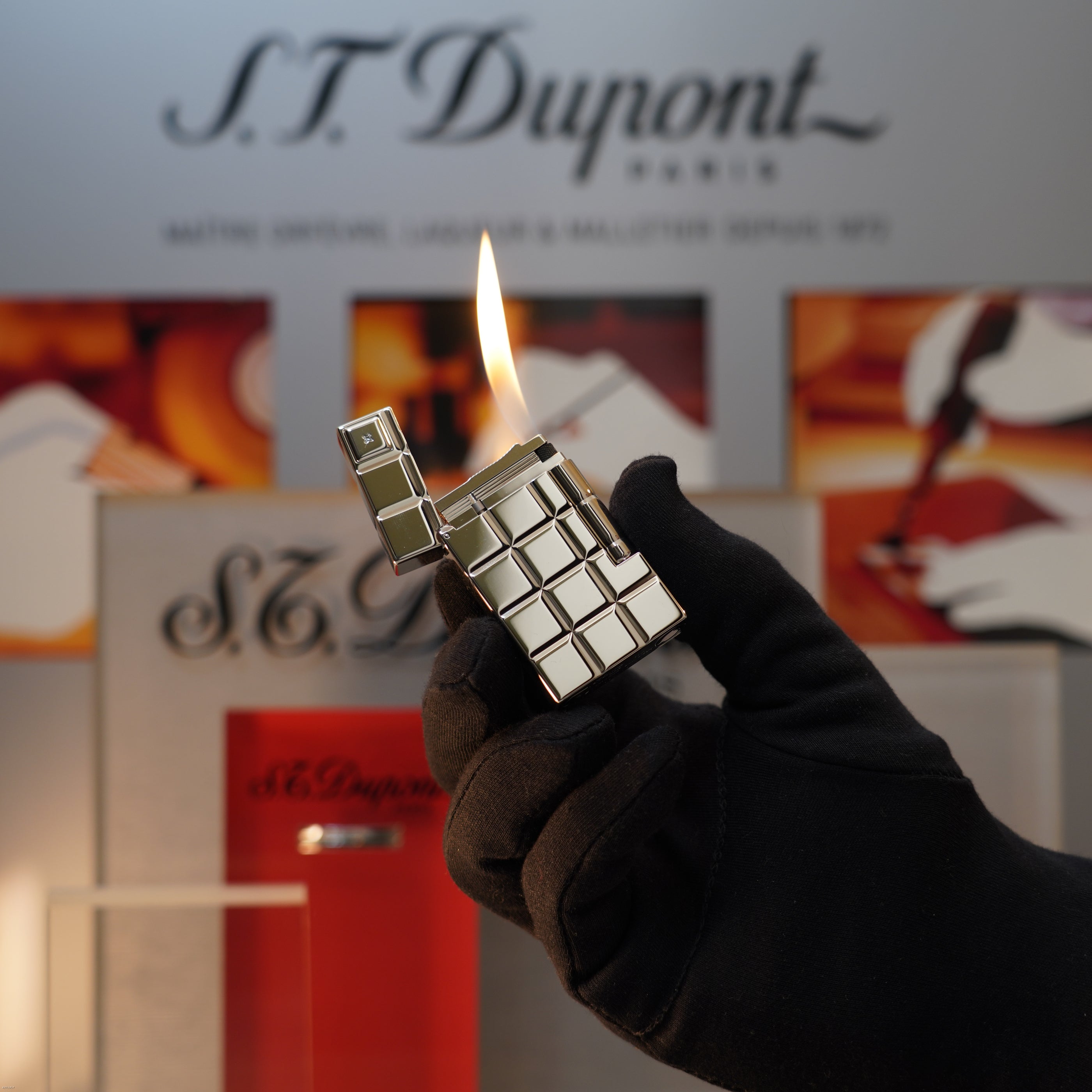 Vintage 1990 S.T. Dupont Large Ligne 2 Heavy Platinum Natural Diamond 60 Years Anniversary Limited Edition Lighter Clink Sound
