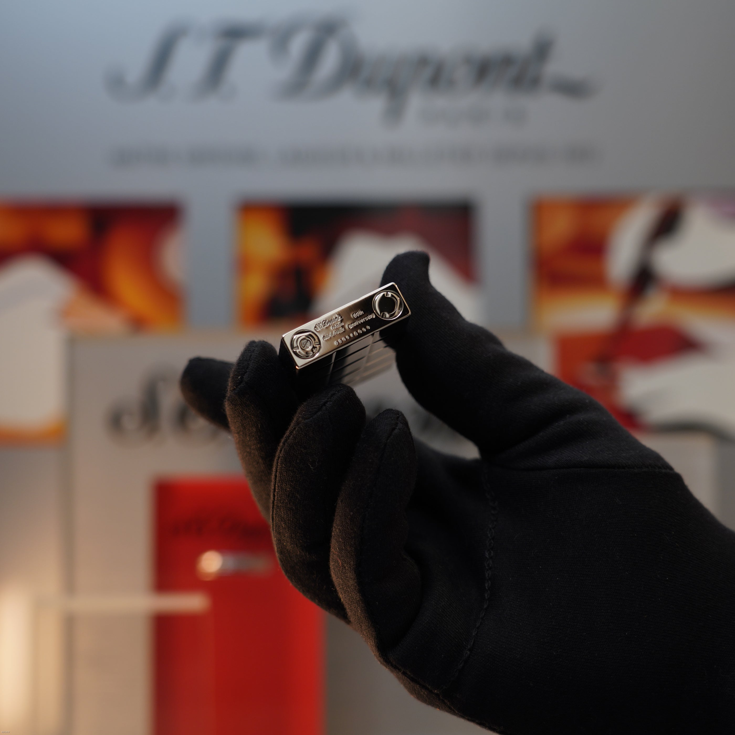 Vintage 1990 S.T. Dupont Large Ligne 2 Heavy Platinum Natural Diamond 60 Years Anniversary Limited Edition Lighter Clink Sound