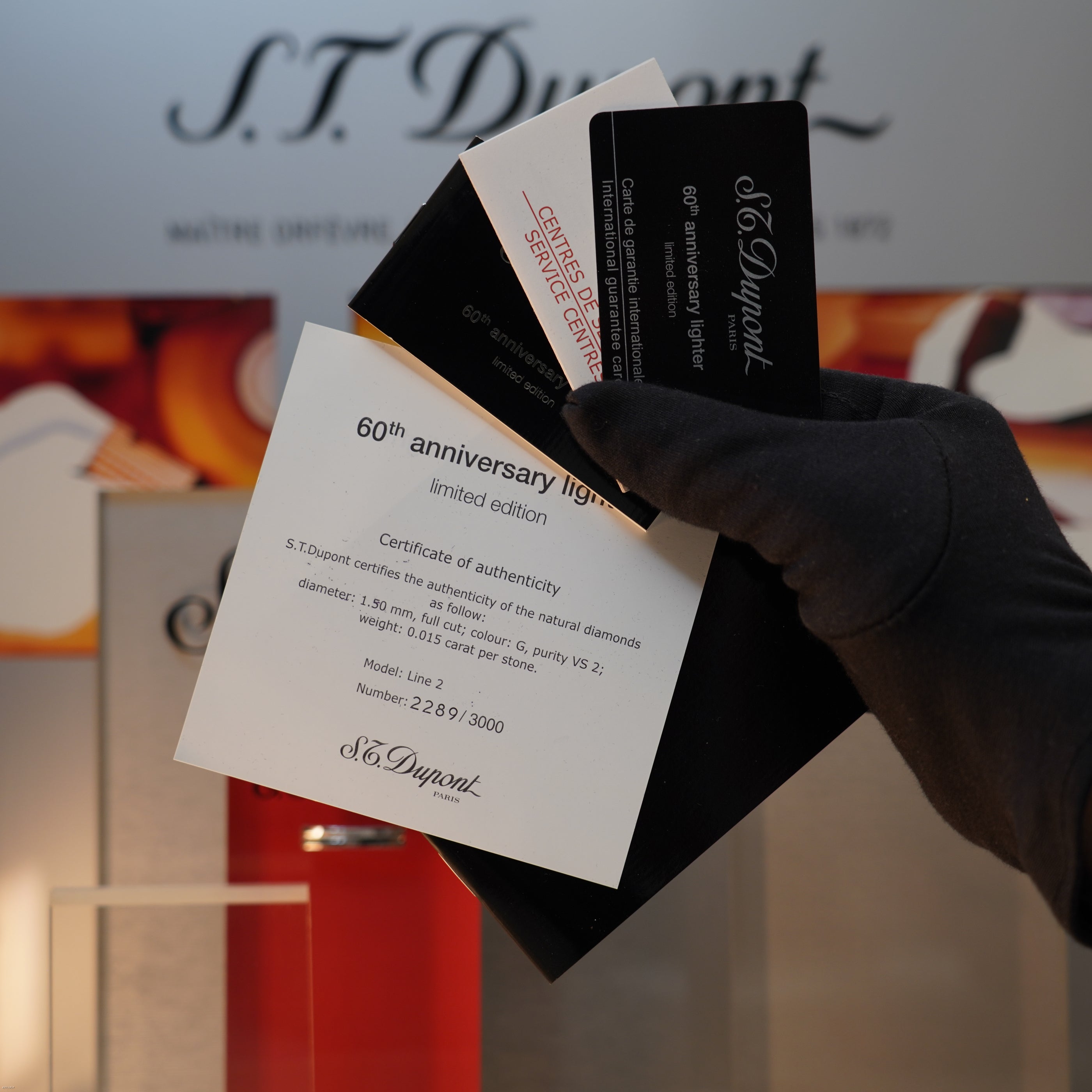 Vintage 1990 S.T. Dupont Large Ligne 2 Heavy Platinum Natural Diamond 60 Years Anniversary Limited Edition Lighter Clink Sound