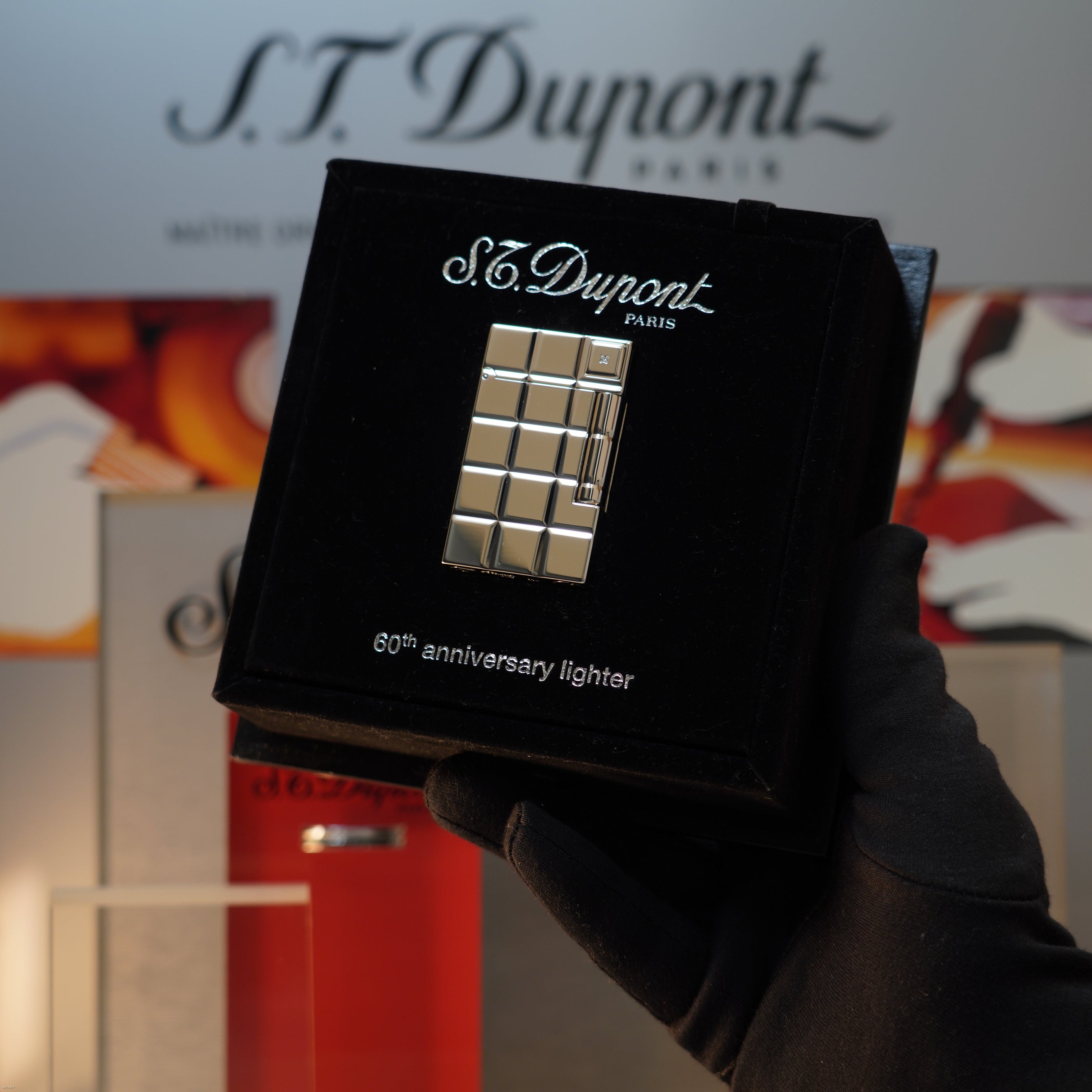 Vintage 1990 S.T. Dupont Large Ligne 2 Heavy Platinum Natural Diamond 60 Years Anniversary Limited Edition Lighter Clink Sound