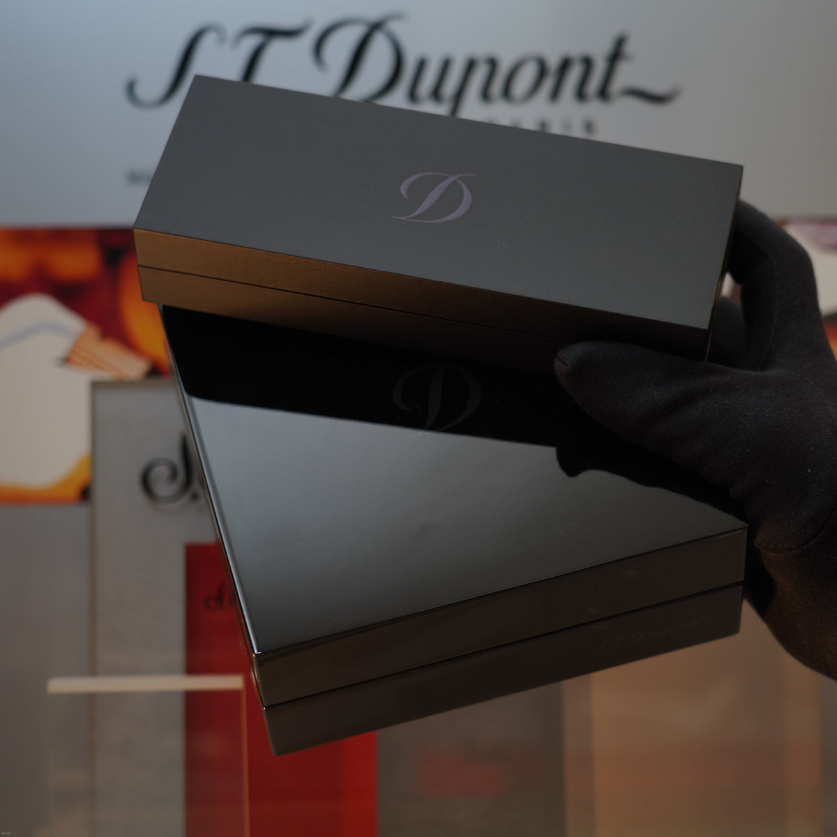 Vintage 1990 S.T. Dupont Black Real Rare Black Alligator Havane Palladium Large Ligne 2 Lighter & Fountain Pen Set Loud Clink Sound