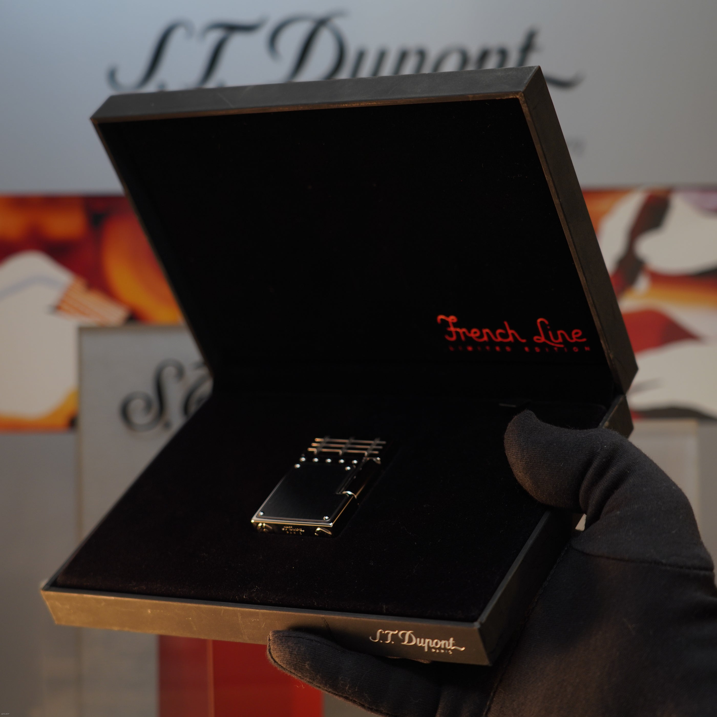 Vintage 2007 S.T. Dupont French Line Limited Edition Black Steel Heavy Platinum Ligne 2 Gatsby Lighter & Fountain Pen Set Clink Sound