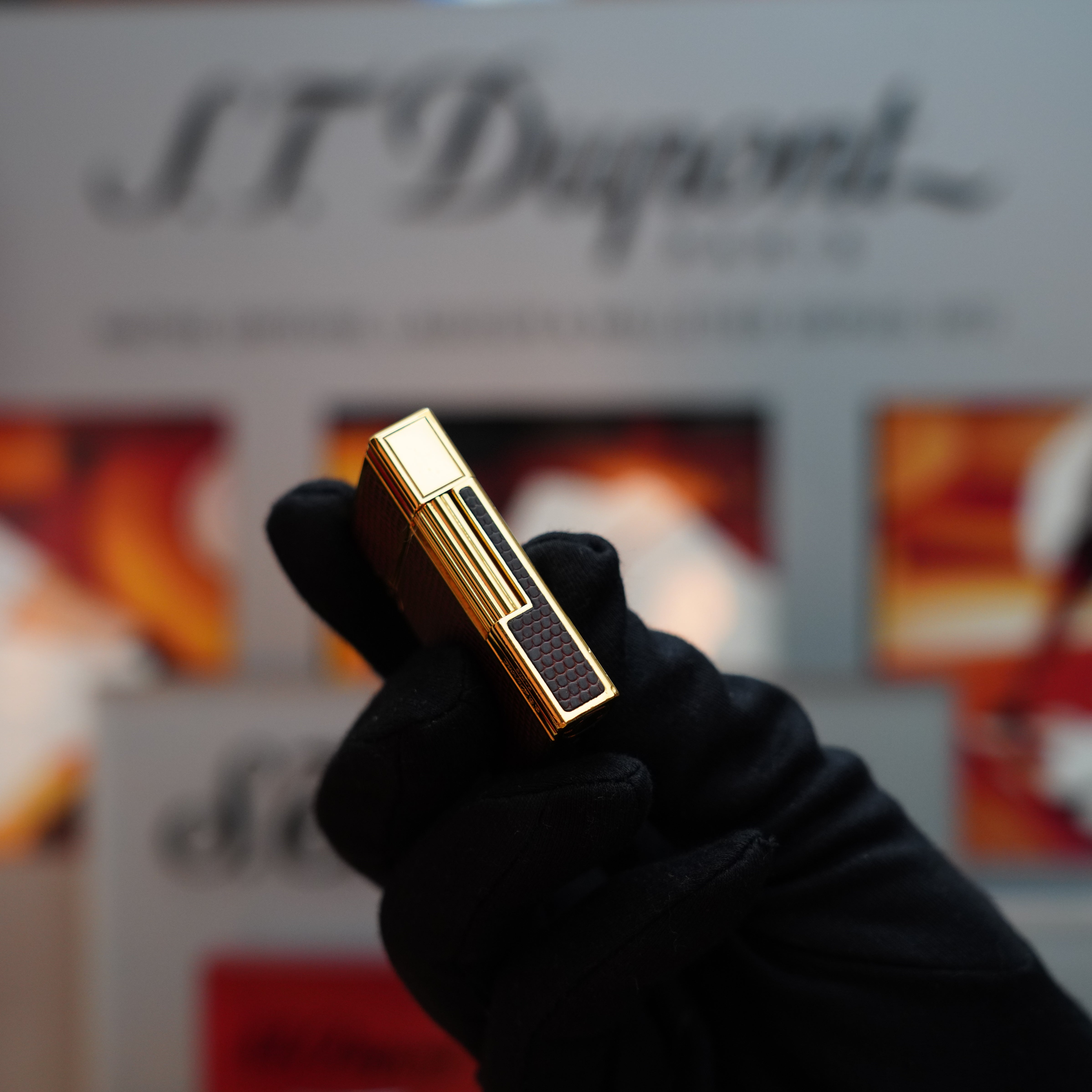 Vintage 1988 S.T. Dupont 24k Gold Finish Gatsby Gainierie Lézard