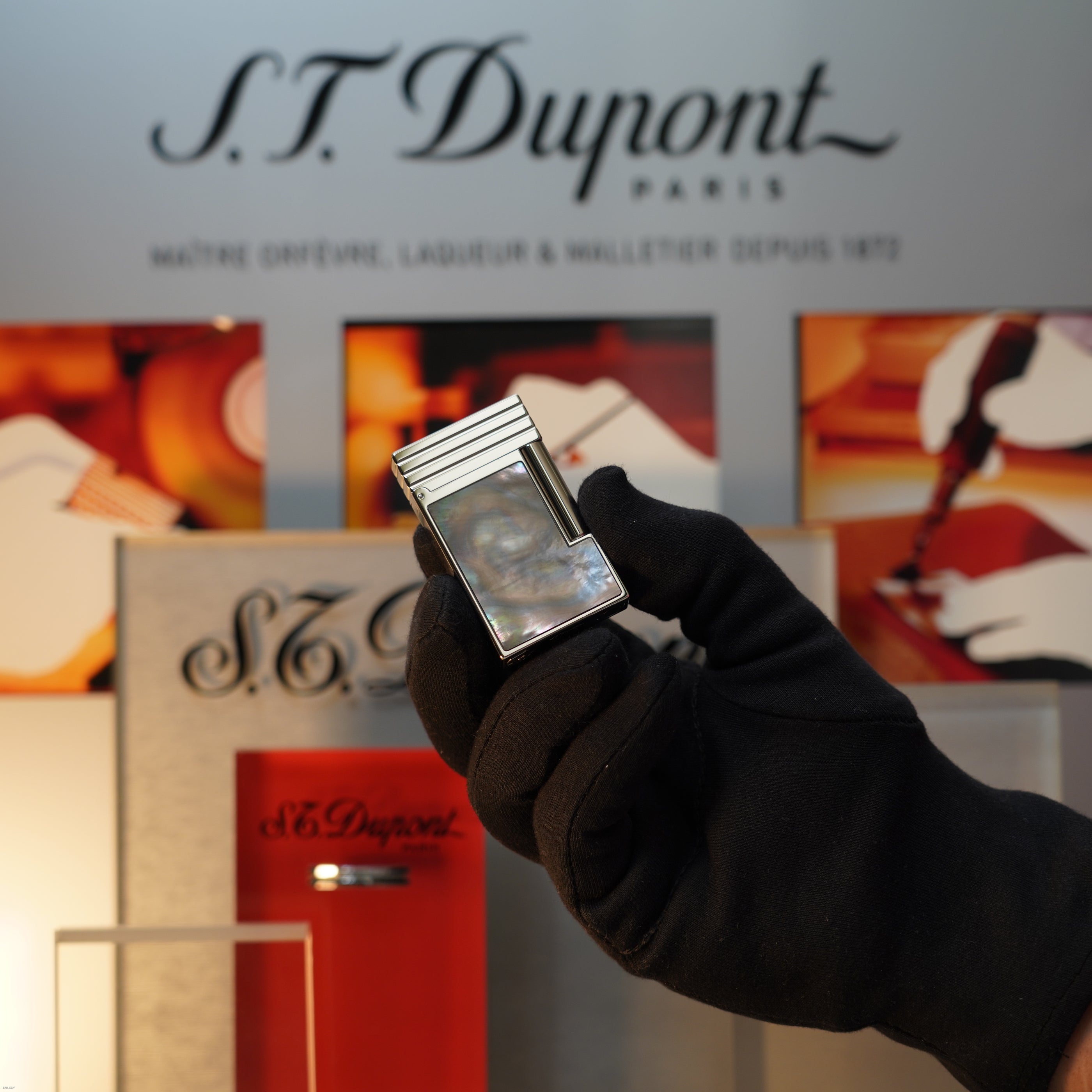Vintage 1999 S.T. Dupont Limited Edition Mother‑of‑Pearl Heavy Platinum Large Ligne 2 Lighter Clink Sound