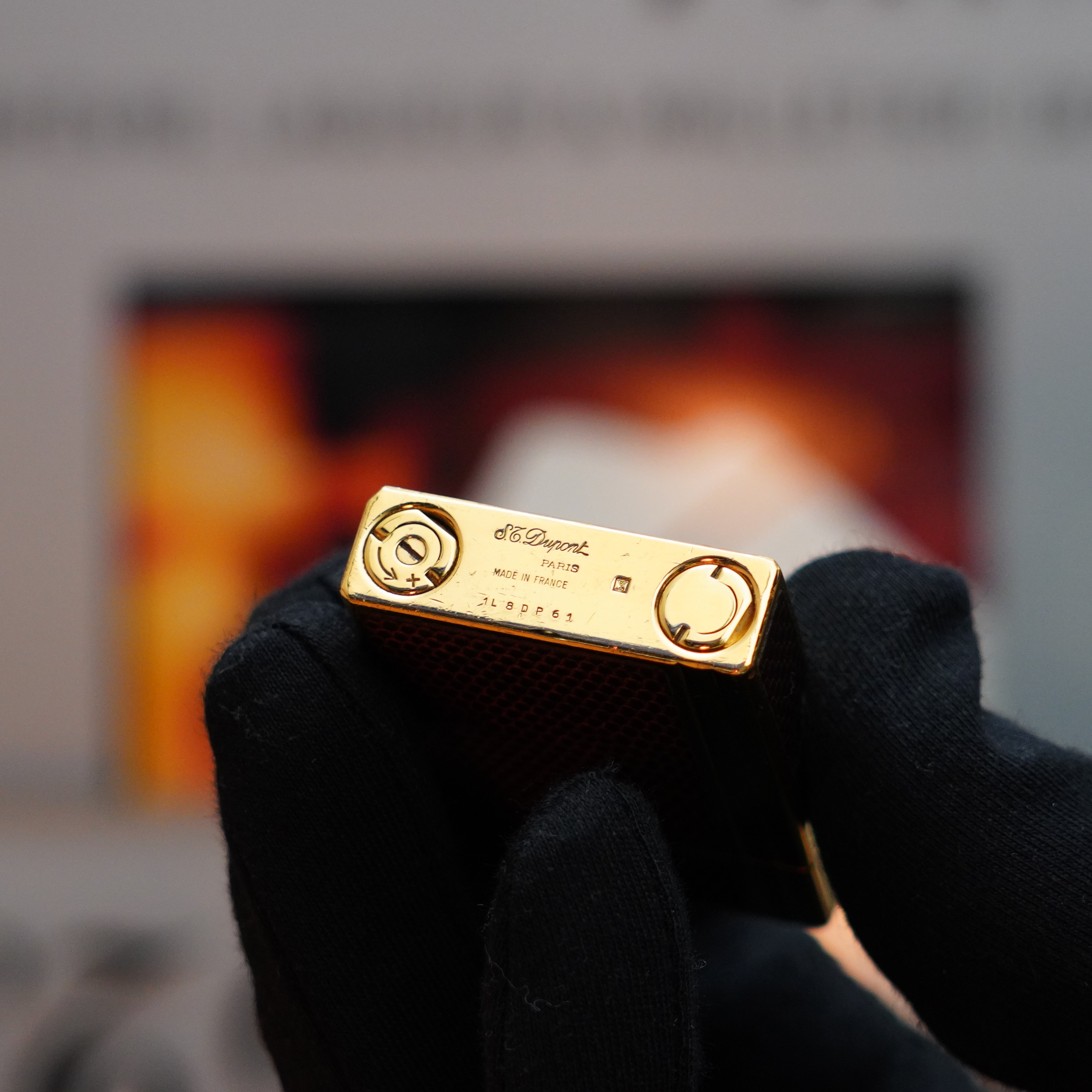 Vintage 1988 S.T. Dupont 24k Gold Finish Gatsby Gainierie Lézard