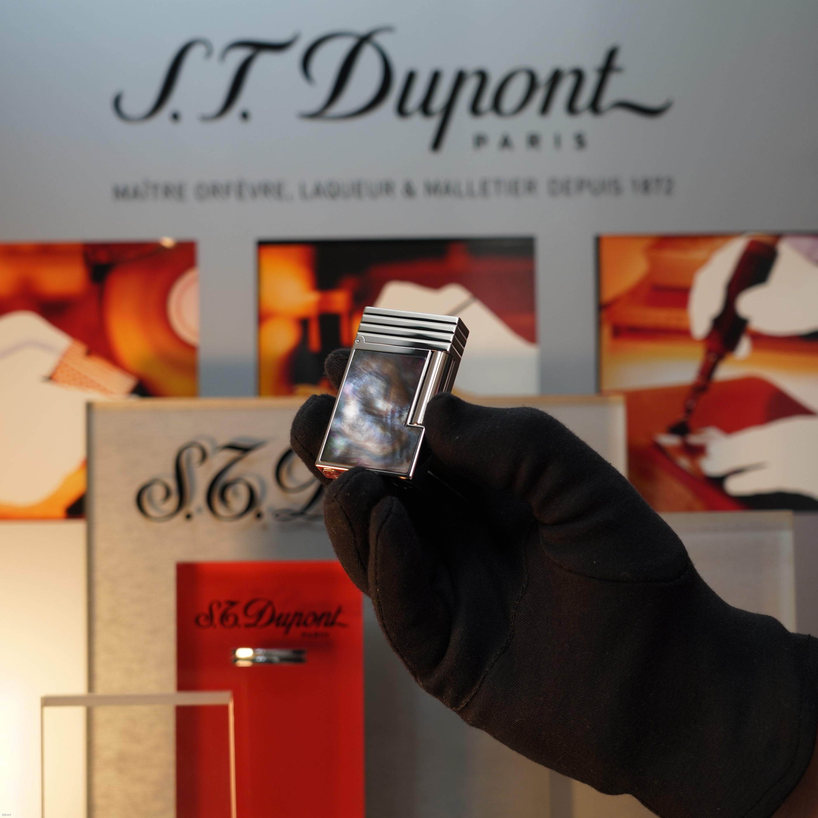 Vintage 1999 S.T. Dupont Limited Edition Mother‑of‑Pearl Heavy Platinum Large Ligne 2 Lighter Clink Sound