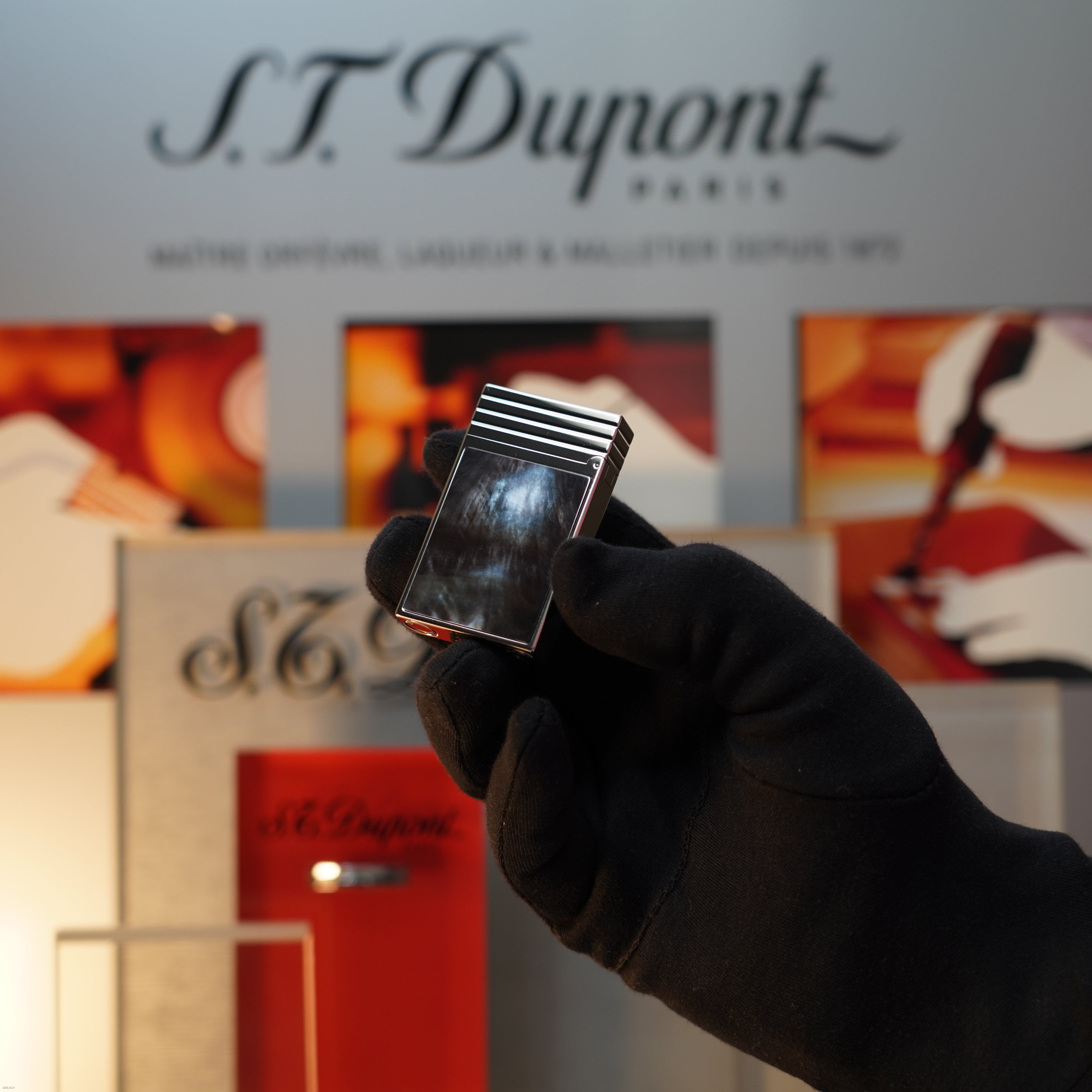 Vintage 1999 S.T. Dupont Limited Edition Mother‑of‑Pearl Heavy Platinum Large Ligne 2 Lighter Clink Sound