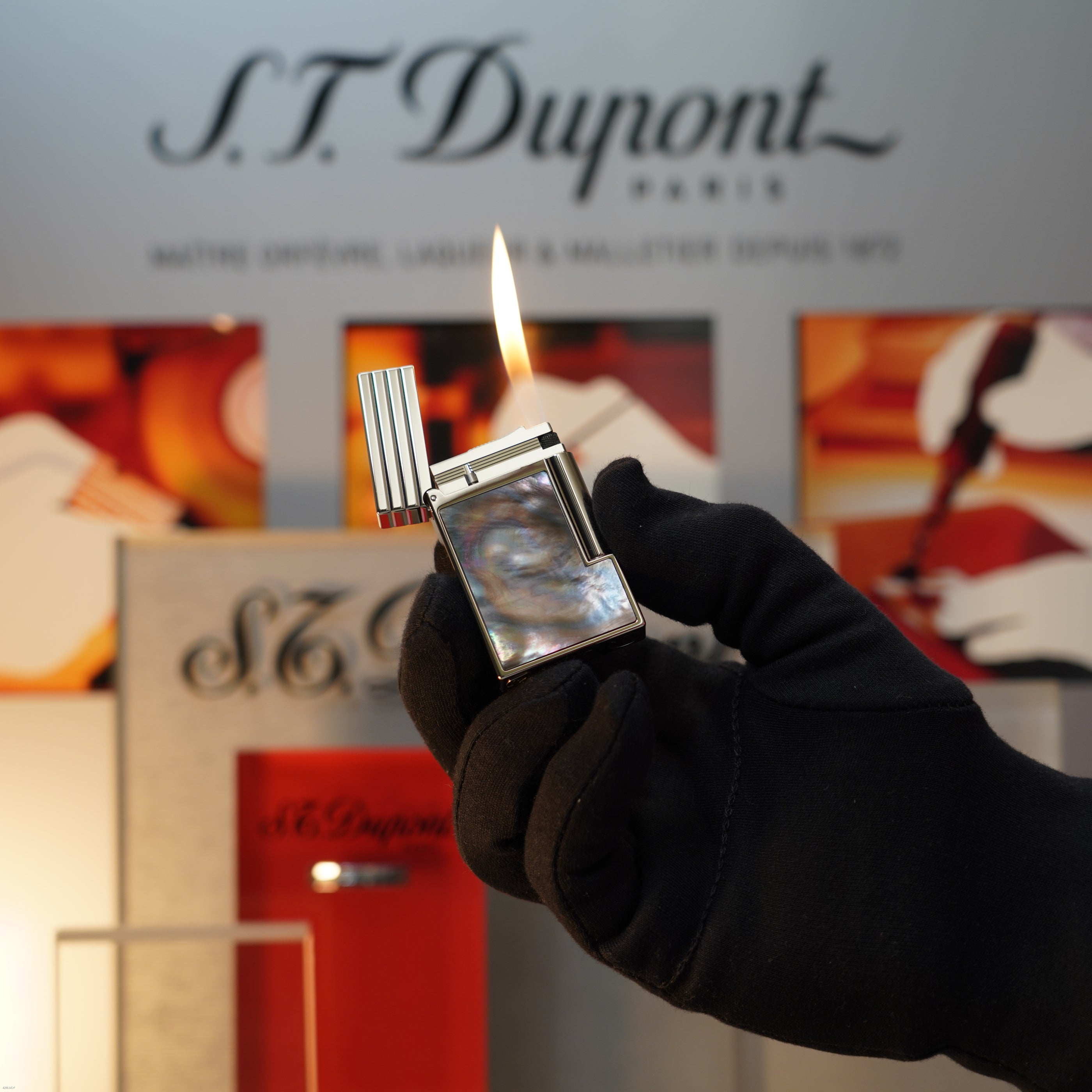 Vintage 1999 S.T. Dupont Limited Edition Mother‑of‑Pearl Heavy Platinum Large Ligne 2 Lighter Clink Sound