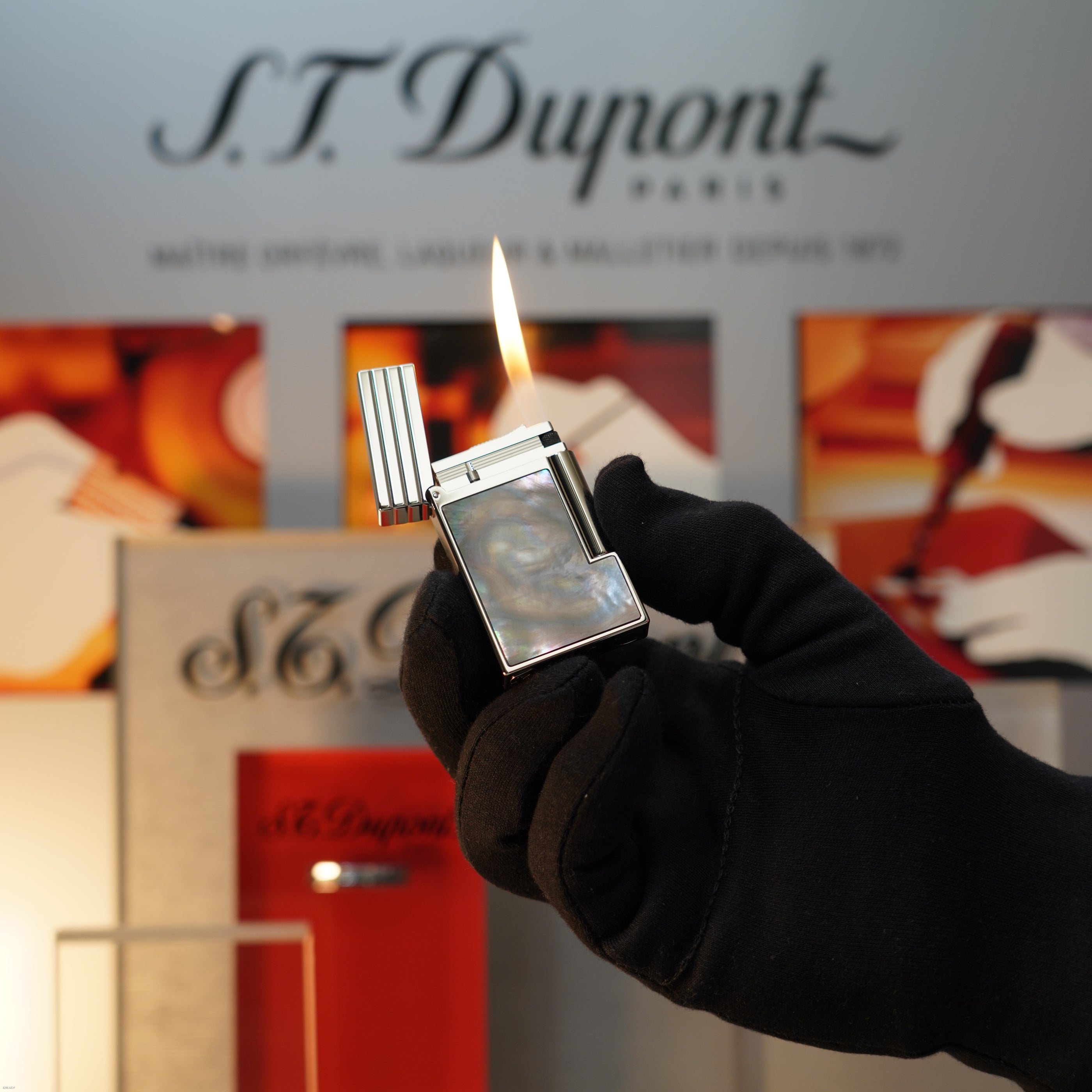 Vintage 1999 S.T. Dupont Limited Edition Mother‑of‑Pearl Heavy Platinum Large Ligne 2 Lighter Clink Sound