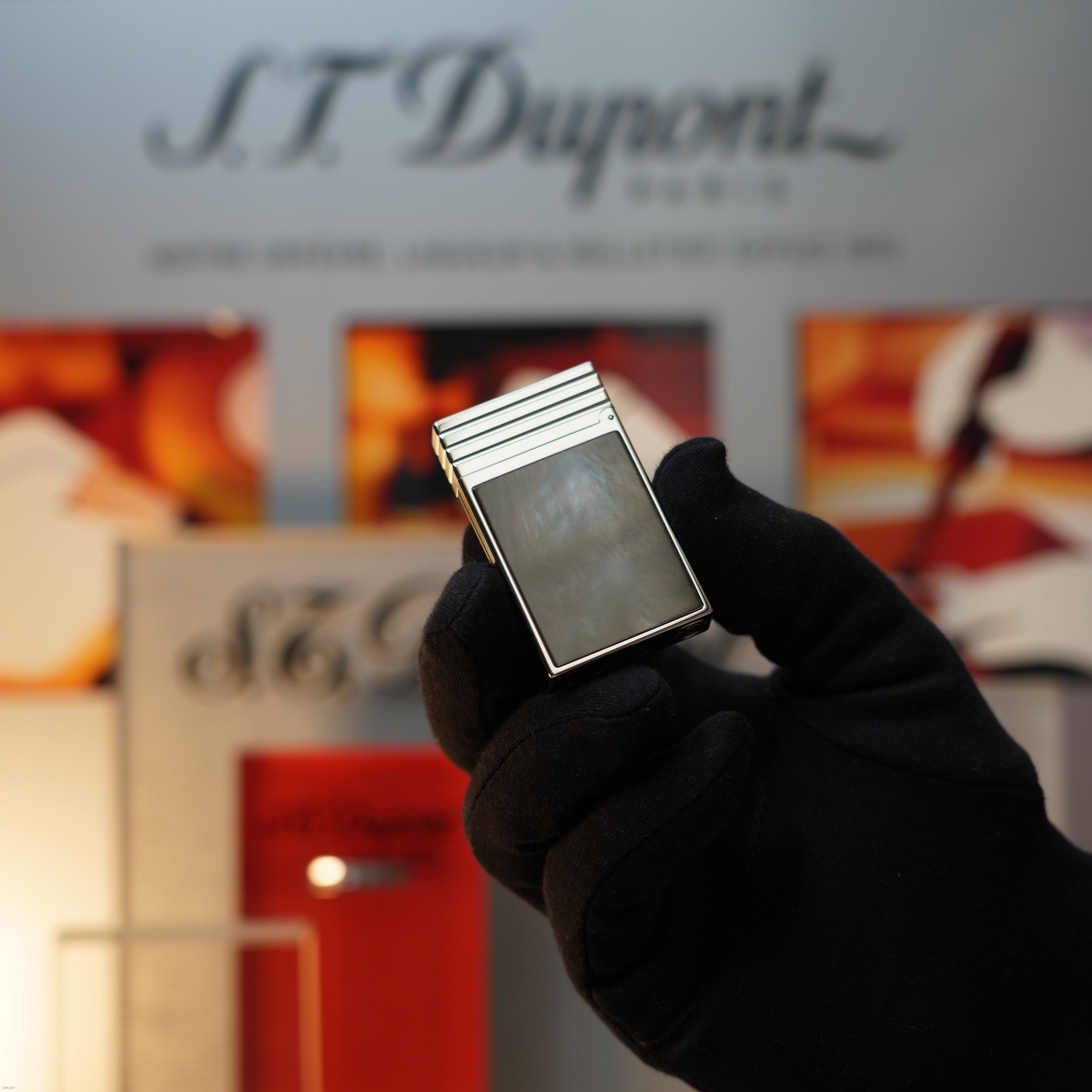 Vintage 1999 S.T. Dupont Limited Edition Mother‑of‑Pearl Heavy Platinum Large Ligne 2 Lighter Clink Sound