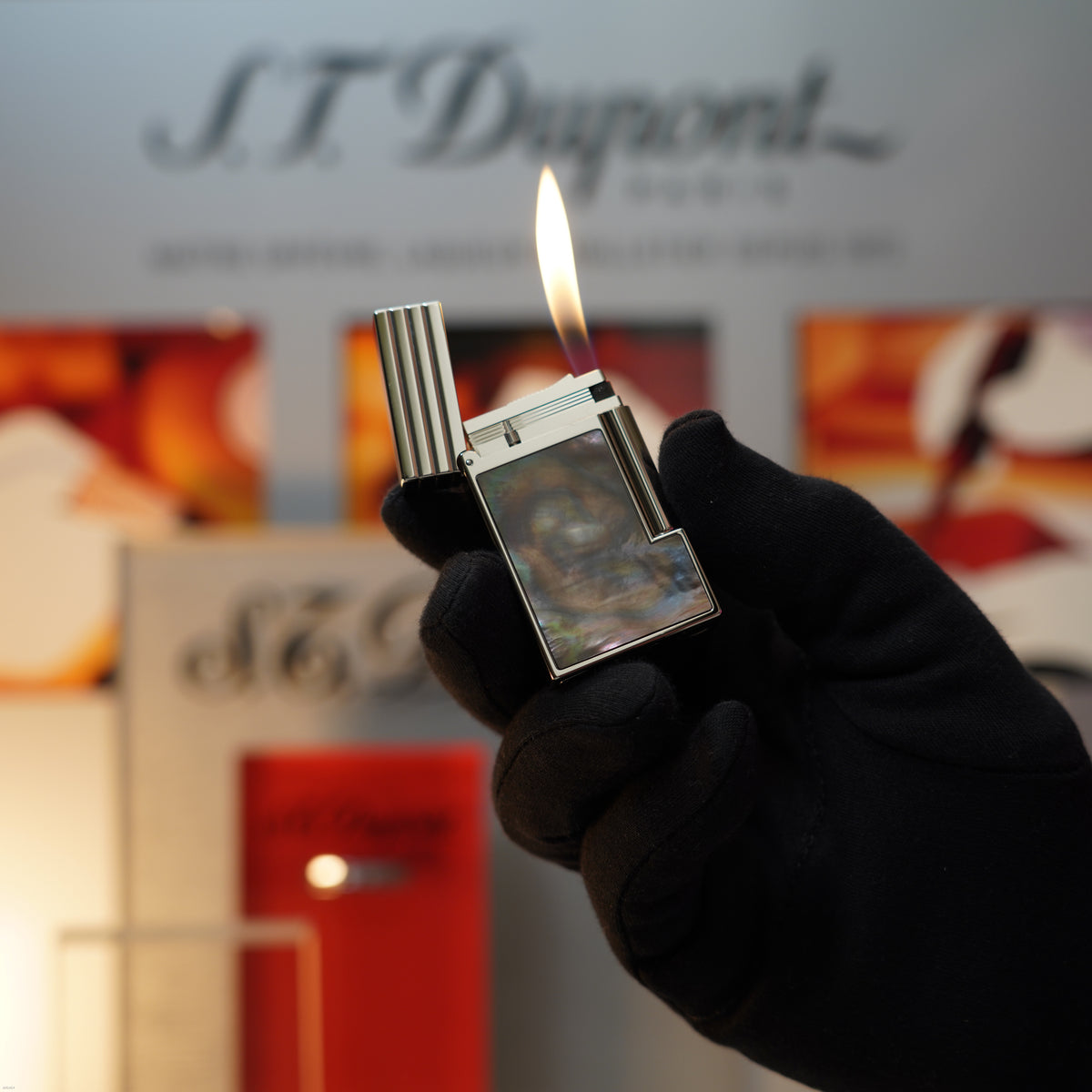 Vintage 1999 S.T. Dupont Limited Edition Mother‑of‑Pearl Heavy Platinum Large Ligne 2 Lighter Clink Sound
