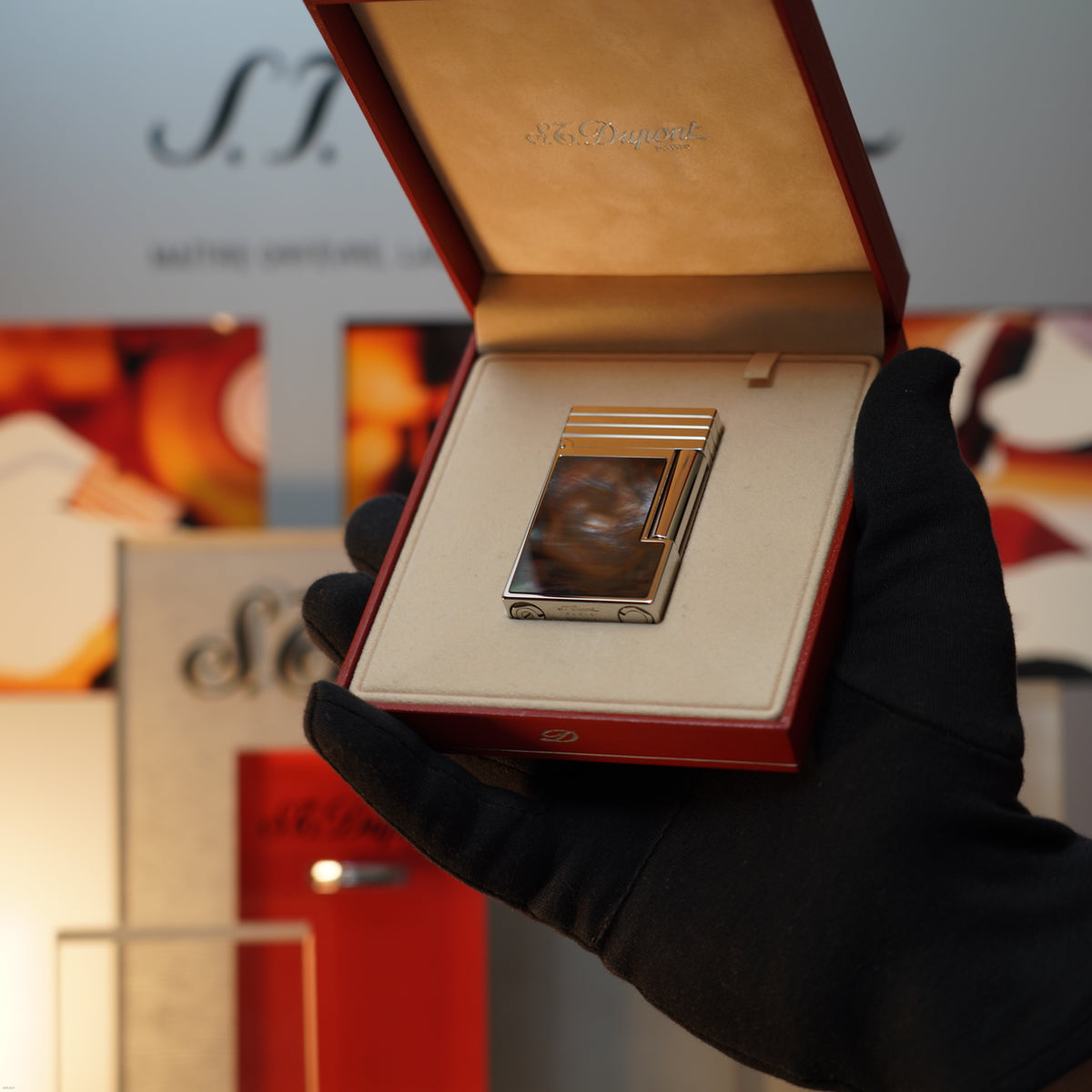 Vintage 1999 S.T. Dupont Limited Edition Mother‑of‑Pearl Heavy Platinum Large Ligne 2 Lighter Clink Sound