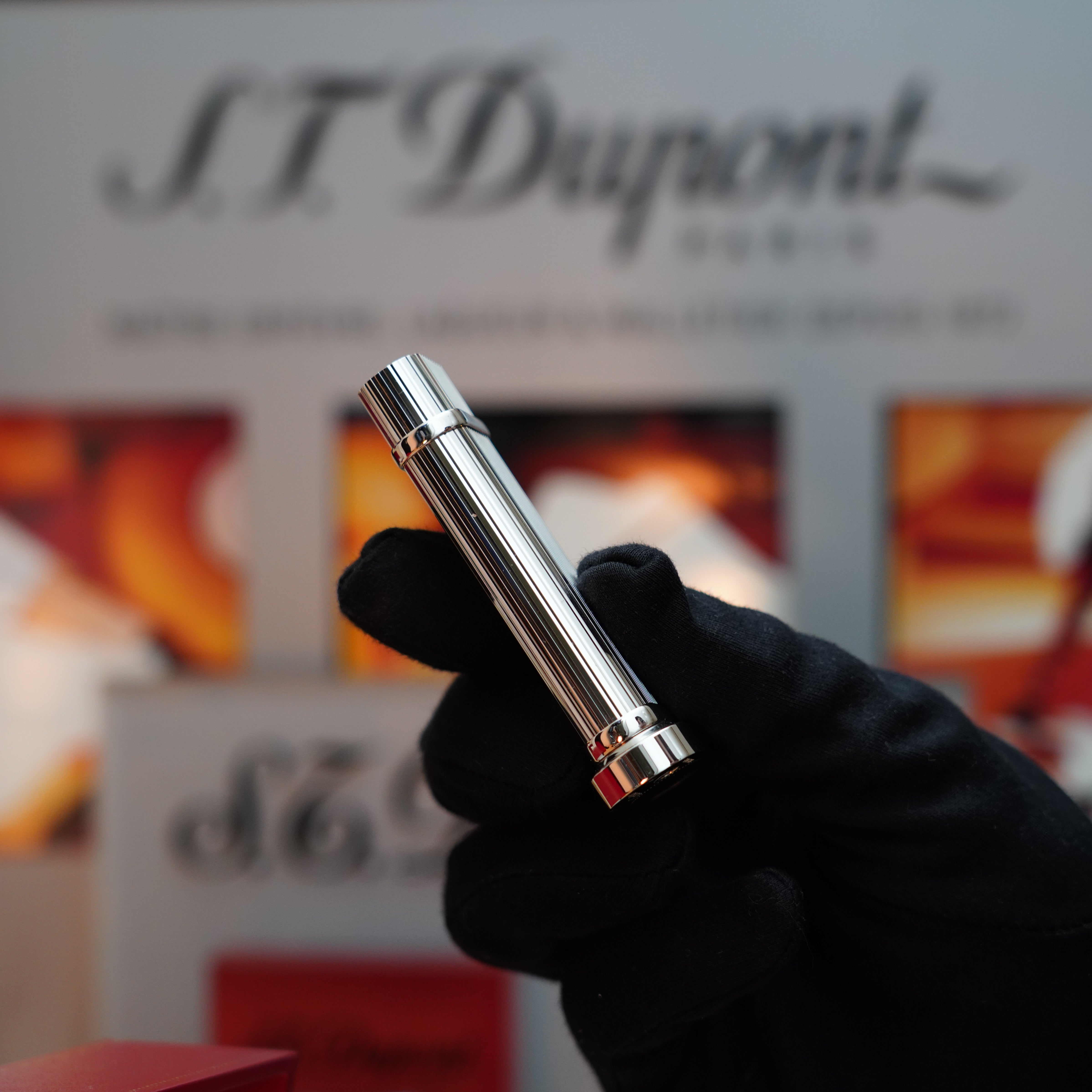 小物 Dunhill&cartier@dupontline2 Vintage 1990 Dunhill mini Unique Heavy Silver Finish Rare