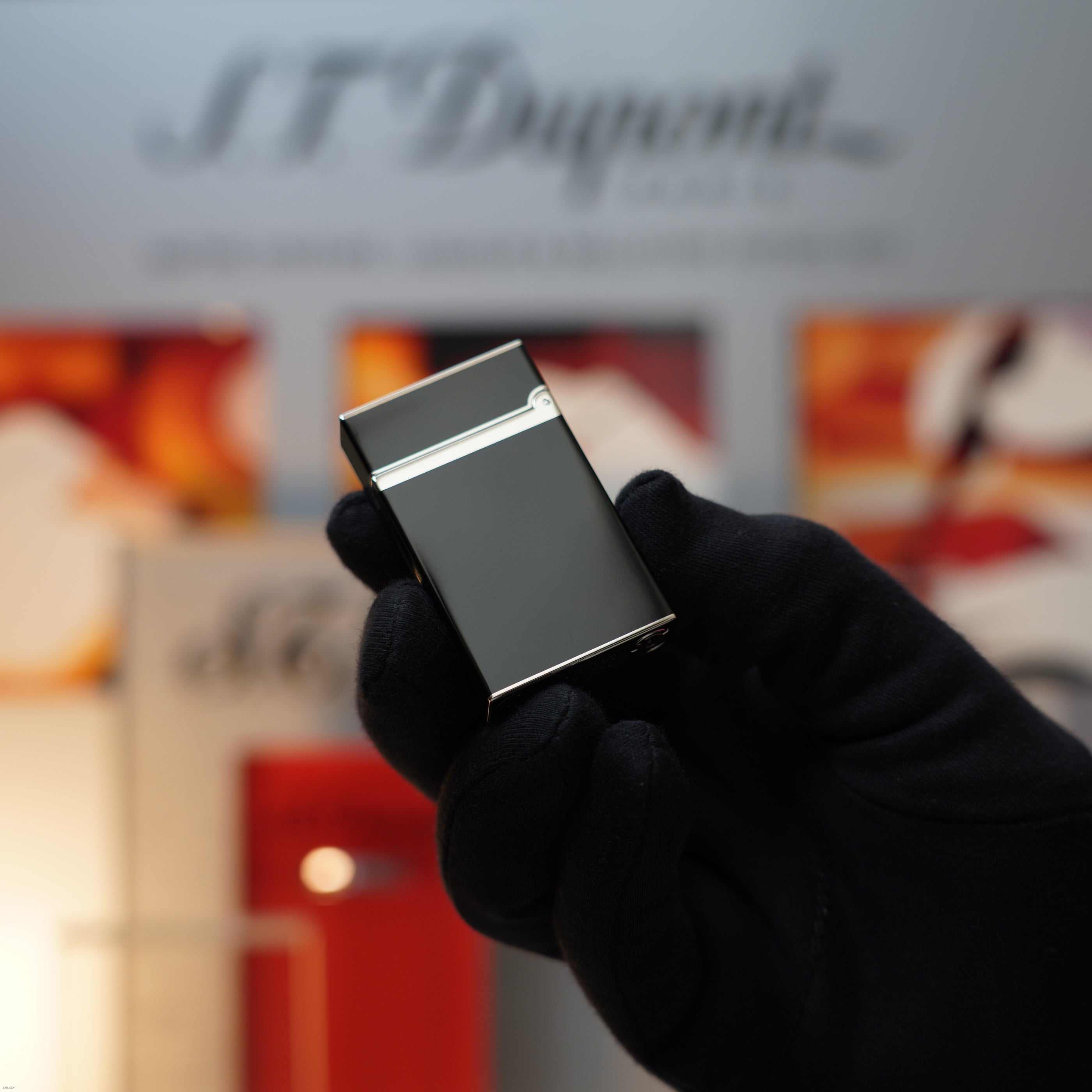 Vintage 1990 S.T. Dupont Large Ligne 2 Rare Two Flame Natural Diamond Limited Edition Black Lacquer Platinum Lighter Clink Sound