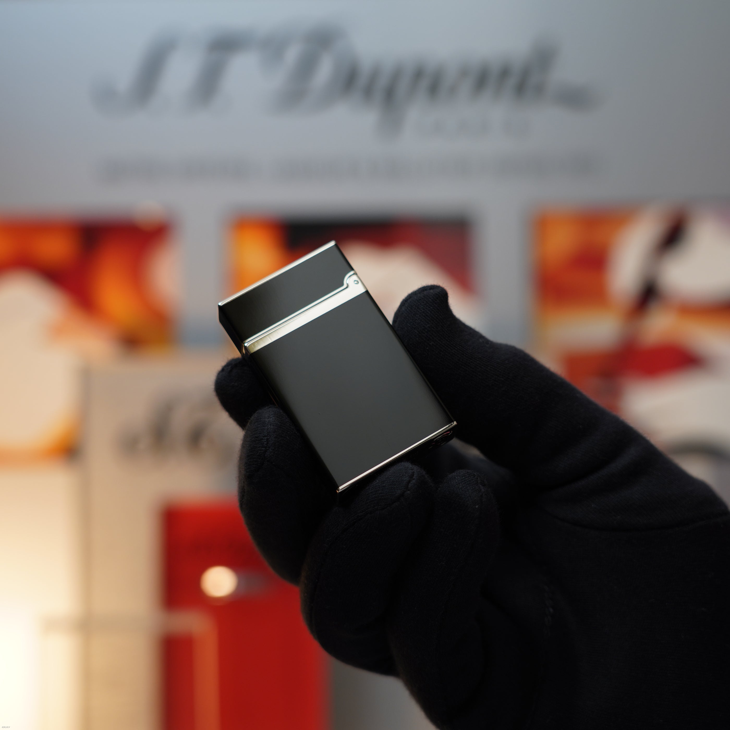 Vintage 1990 S.T. Dupont Large Ligne 2 Rare Two Flame Natural Diamond Limited Edition Black Lacquer Platinum Lighter Clink Sound