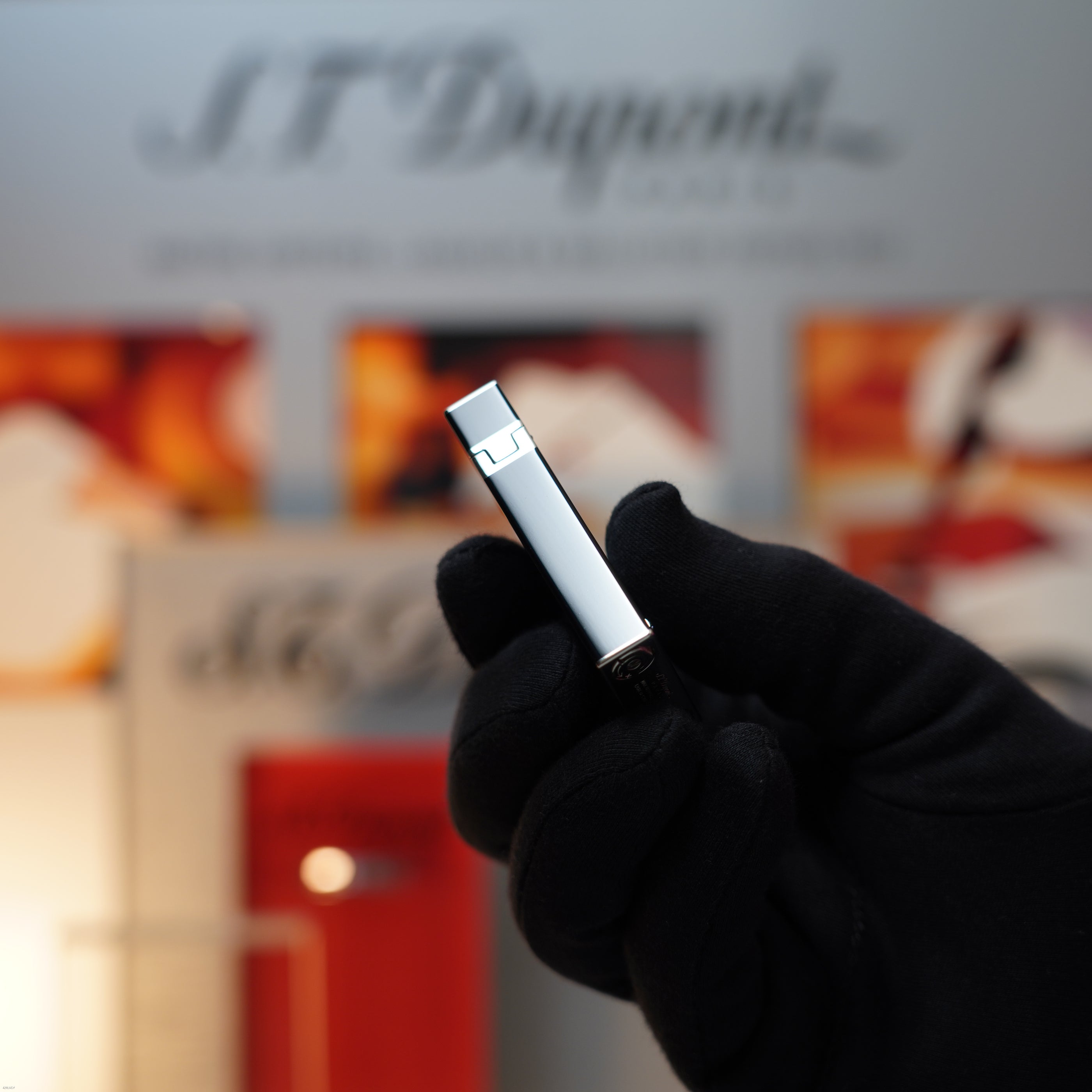 Vintage 1990 S.T. Dupont Large Ligne 2 Rare Two Flame Natural Diamond Limited Edition Black Lacquer Platinum Lighter Clink Sound