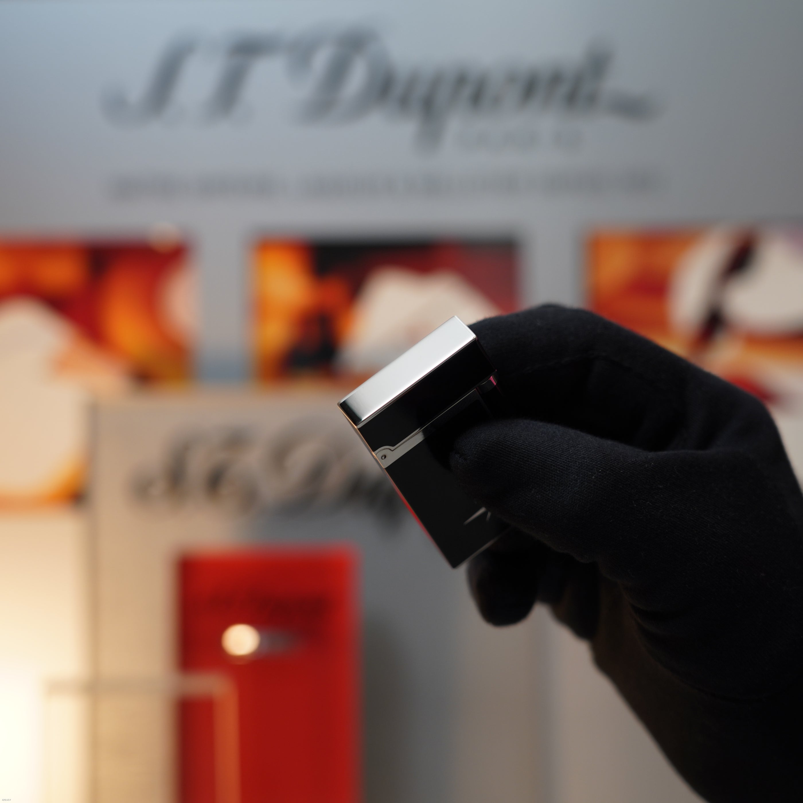 Vintage 1990 S.T. Dupont Large Ligne 2 Rare Two Flame Natural Diamond Limited Edition Black Lacquer Platinum Lighter Clink Sound