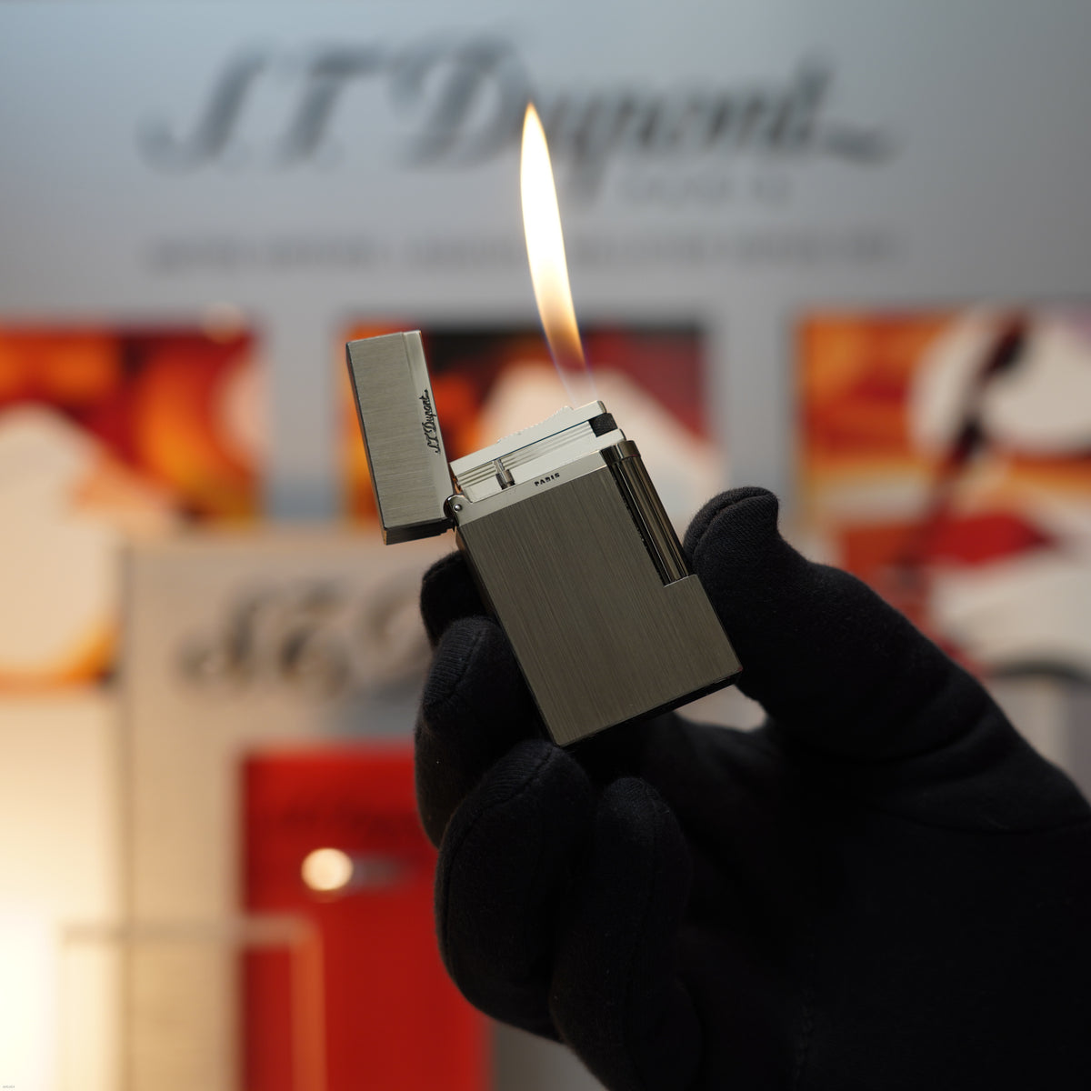 Vintage 1999 S.T. Dupont Montparnasse Rare Gunmetal Finish Brushed Pattern Large Ligne 2 Lighter Clink Sound