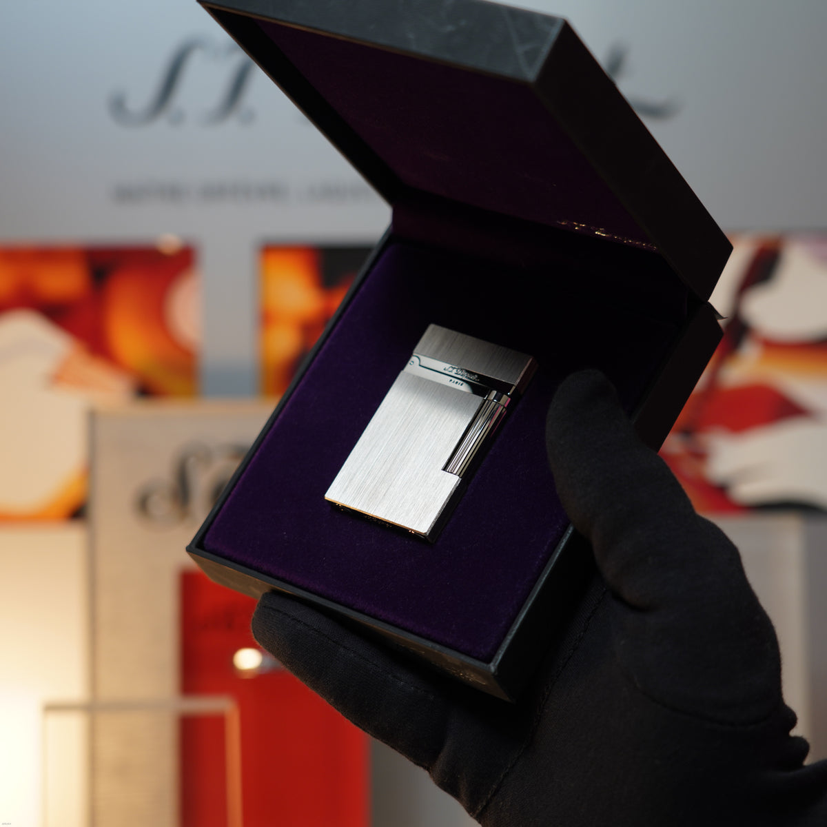 Vintage 1999 S.T. Dupont Montparnasse Rare Gunmetal Finish Brushed Pattern Large Ligne 2 Lighter Clink Sound