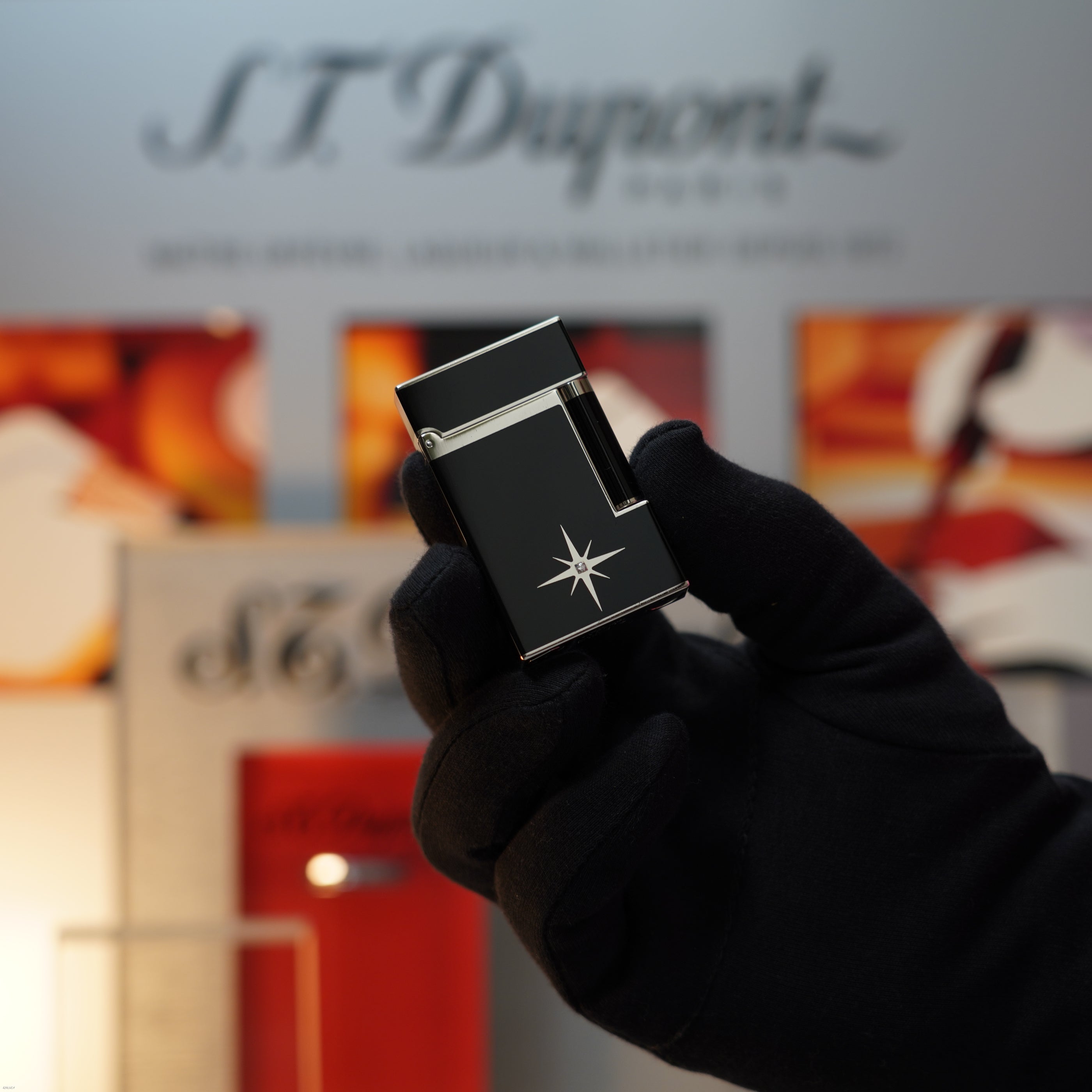 Vintage 1990 S.T. Dupont Ligne 2 Large Natural Diamond Limited Edition Black Lacquer Palladium Lighter Clink Sound