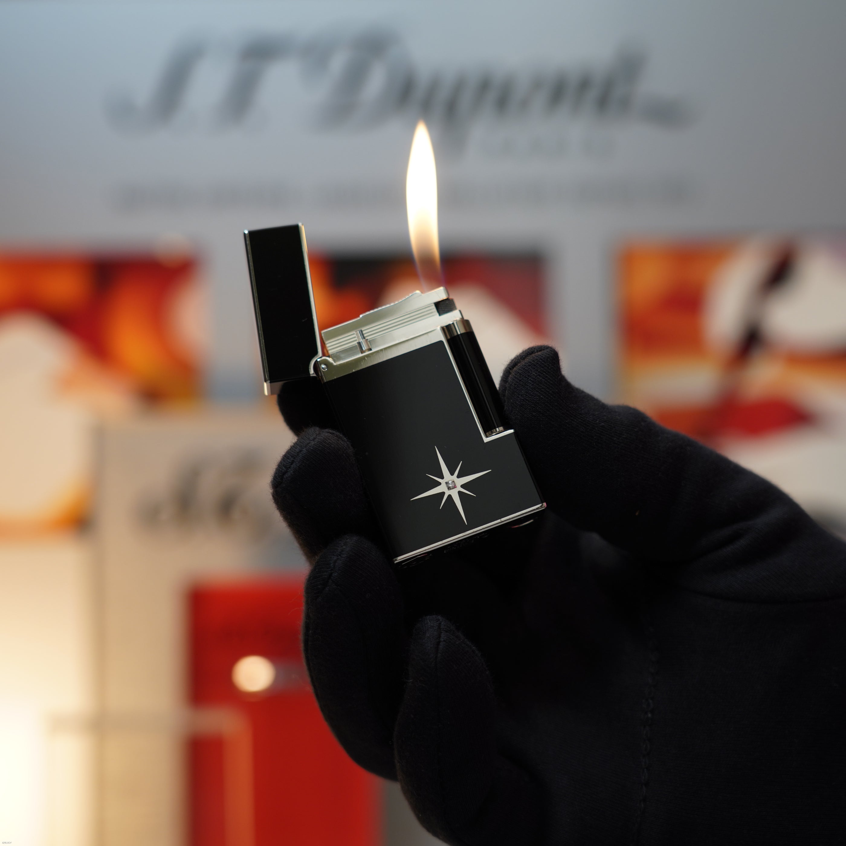 Vintage 1990 S.T. Dupont Ligne 2 Large Natural Diamond Limited Edition Black Lacquer Palladium Lighter Clink Sound