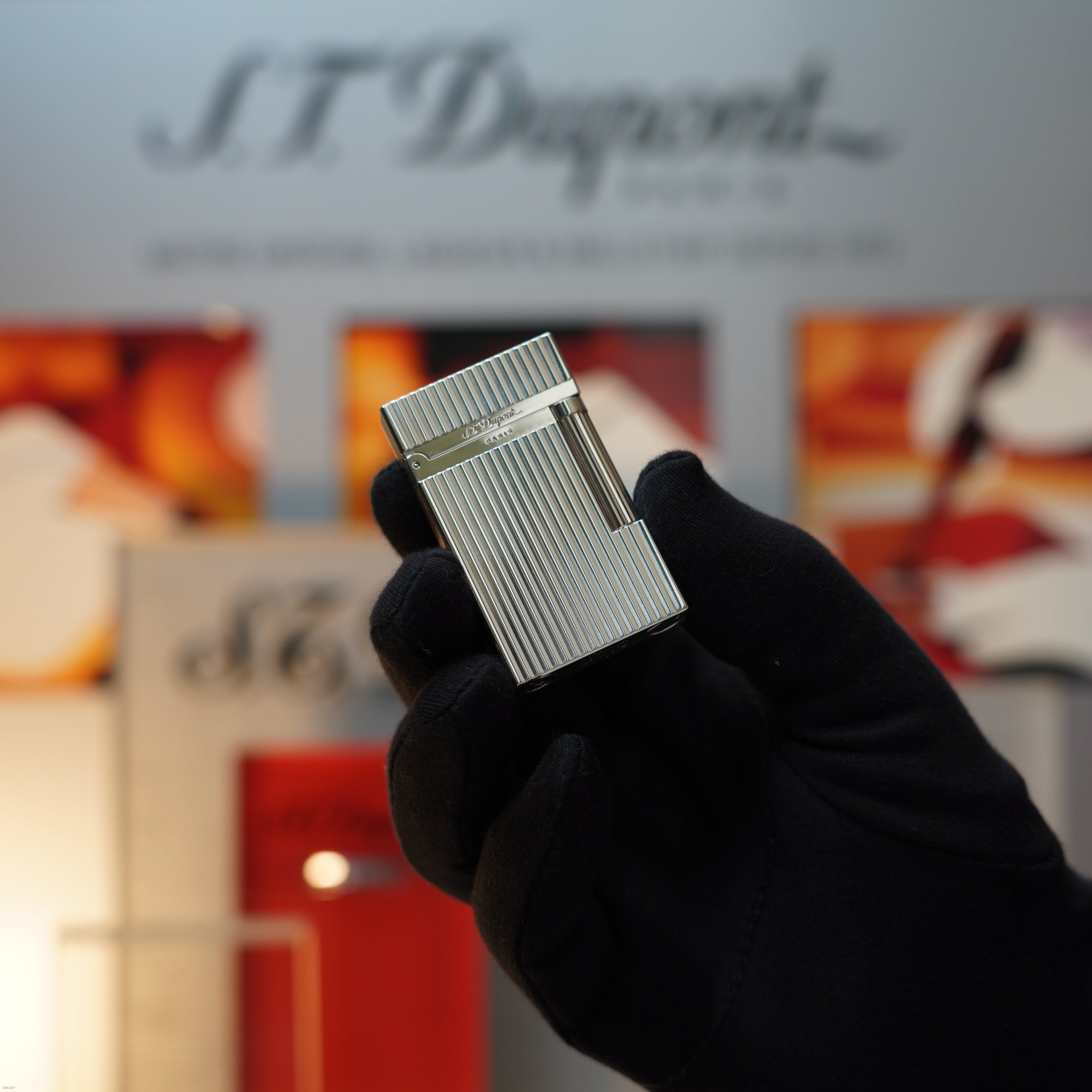 Vintage 1990 S.T. Dupont Montparnasse Heavy Silver Finish Large Ligne 2 Lighter Clink Sound