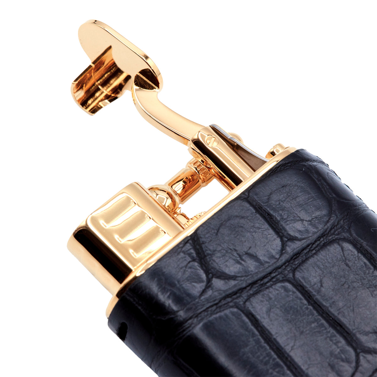 Dunhill Black Alligator Gold Finish Turbo Lighter