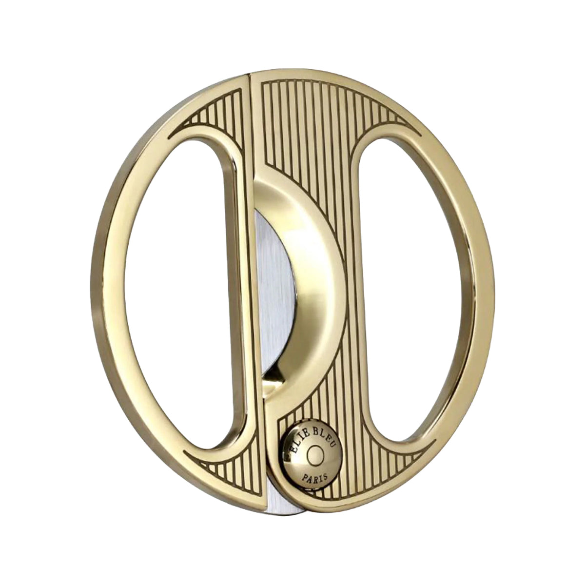 A circular closed gold cutter with gold round hinge