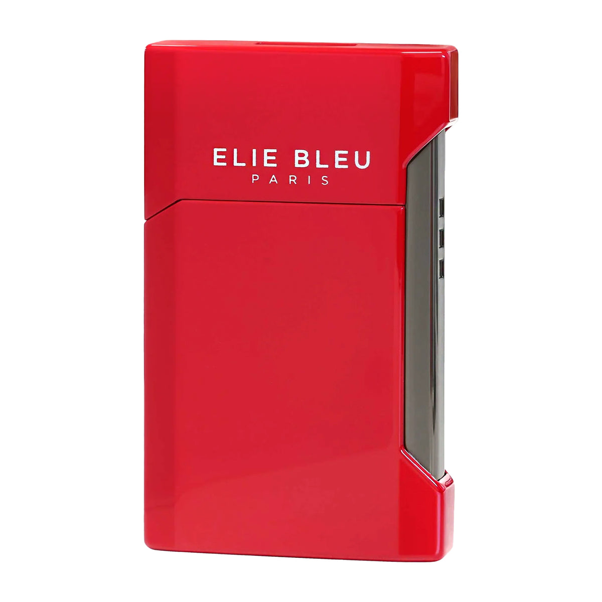 Elie Bleu Paris red lighter with a glossy finish and silver lettering, shown on a plain white background.