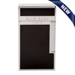 A slim rectangular Elie Bleu Paris lighter with a polished silver-tone metal body and a large black center panel, shown on a white background with a blue 'NEW' ribbon in the top-right corner.