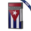 A metallic silver and black Elie Bleu Paris lighter featuring a Cuban flag design on the front, with a red accent panel at the top and a blue 'NEW' banner overlay in the upper right corner.