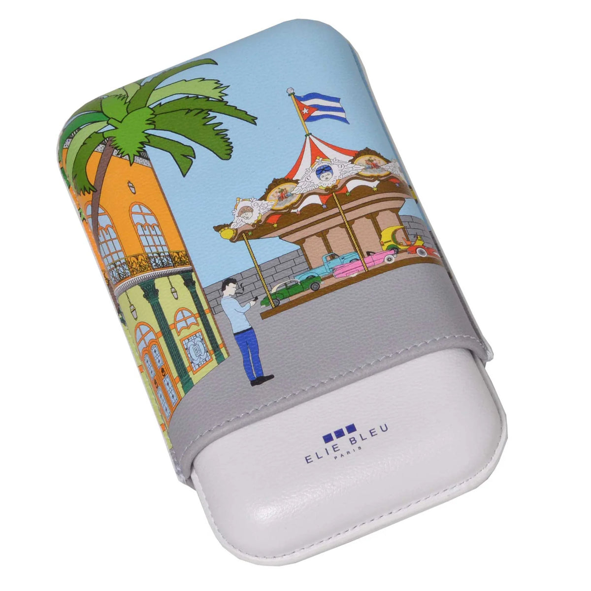 Elie Bleu Casa Cubana "Carousel" Cigar Case (3 Cigars)