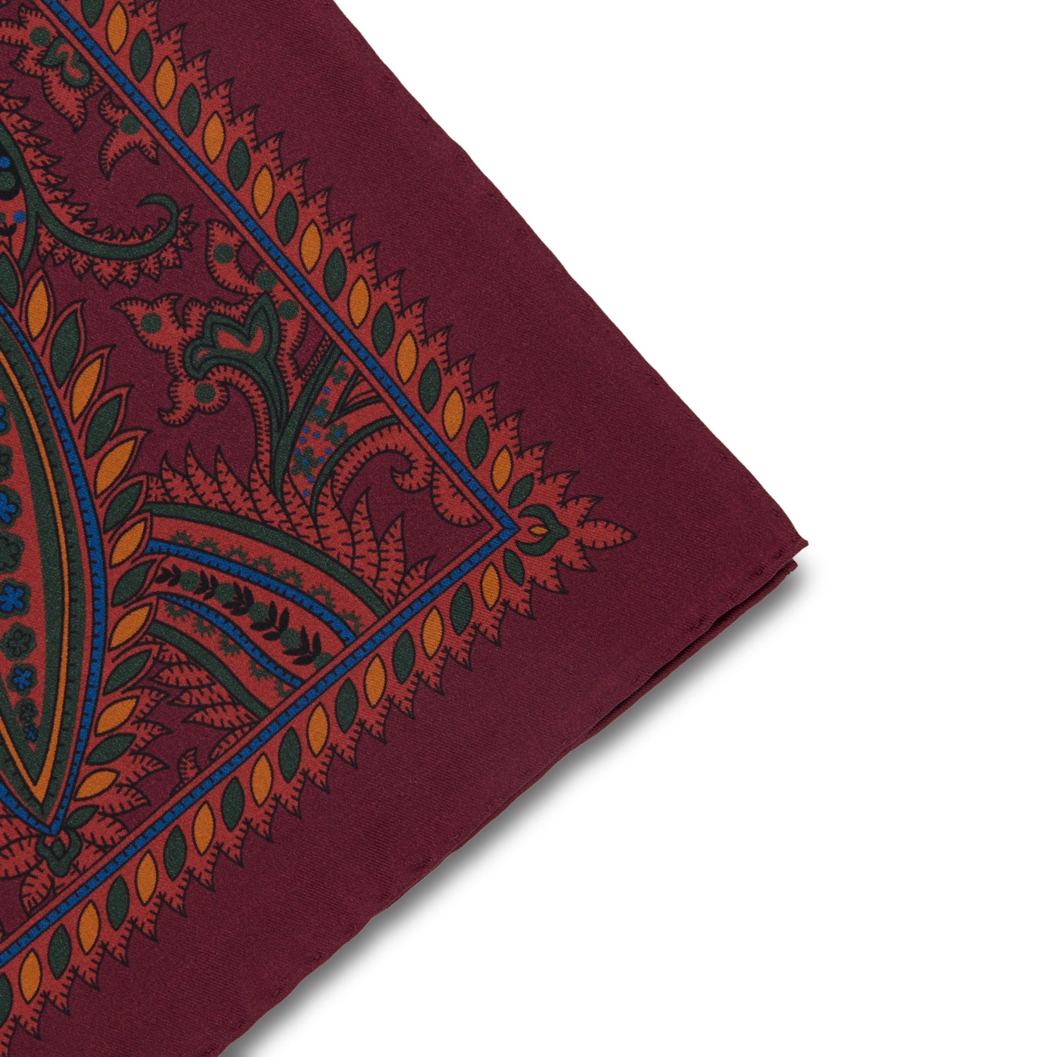 Sovereign Grade Burgundy Large Paisley 100% Silk Pocket Square