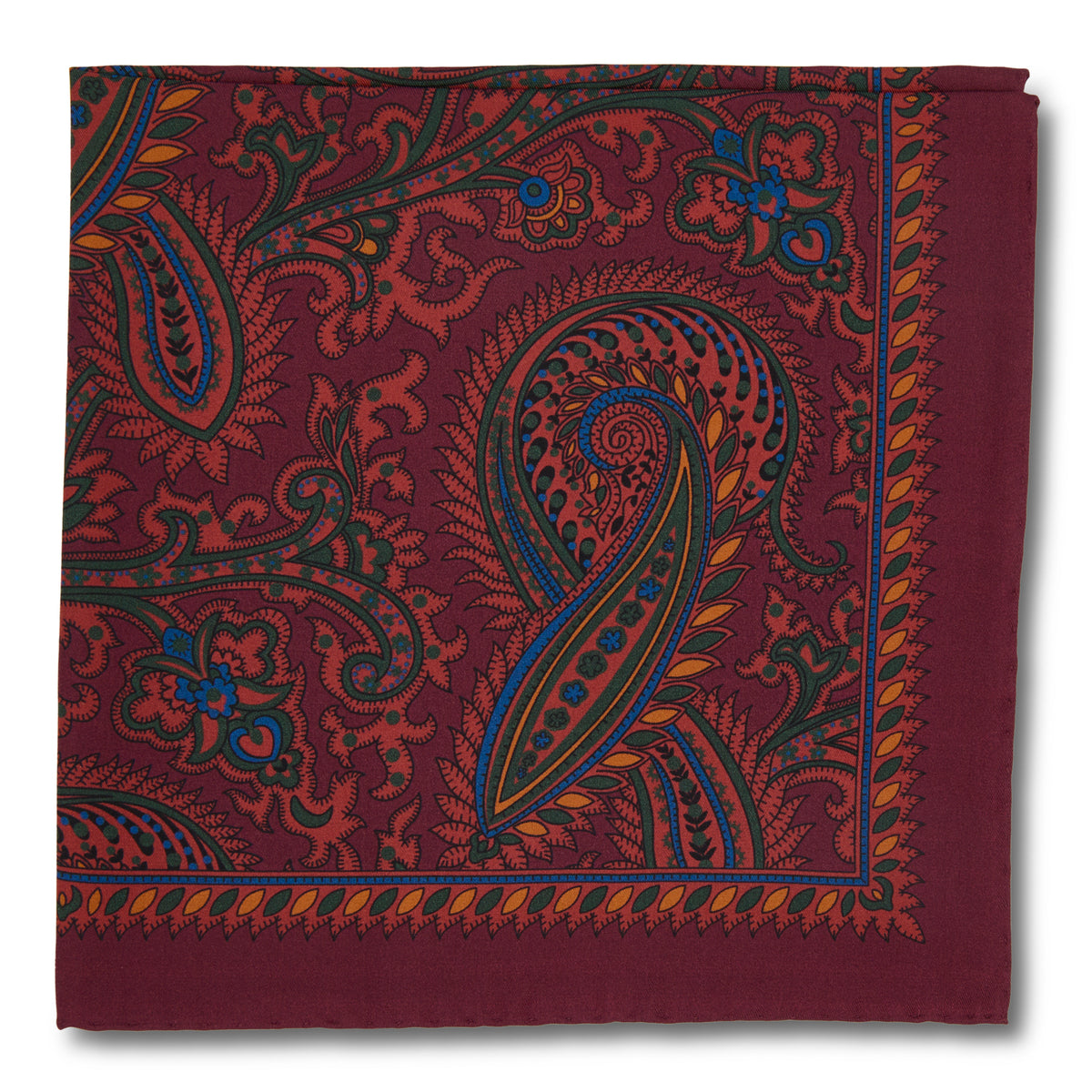 Sovereign Grade Burgundy Large Paisley 100% Silk Pocket Square