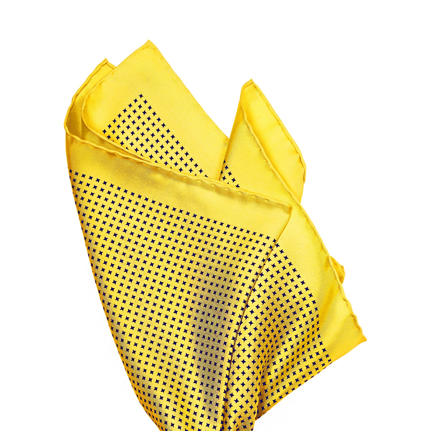 Sovereign Grade 100% Silk Yellow Repeating Star Pocket Square