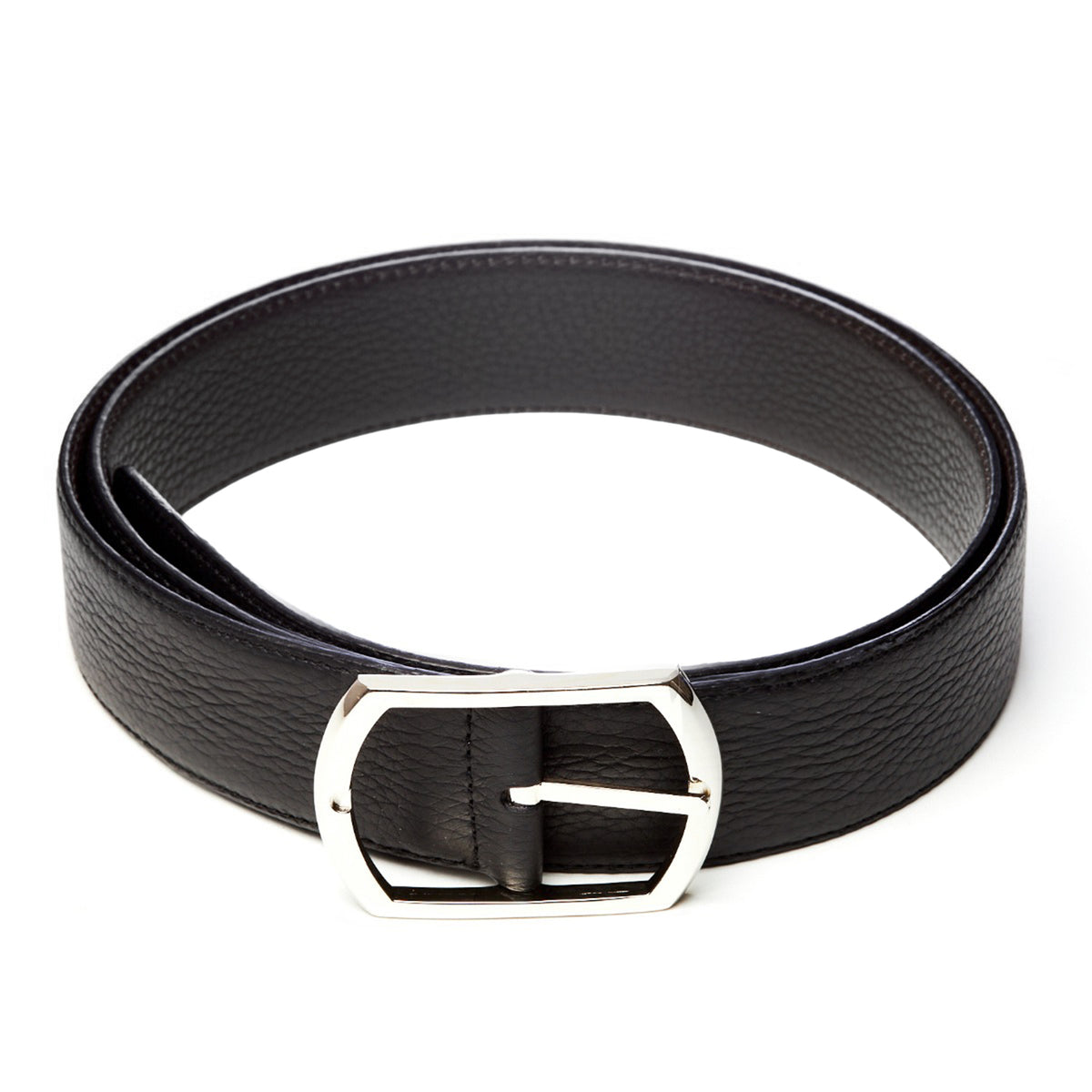 Sovereign Grade Black/Dark Brown Grained Calfskin Reversible Belt