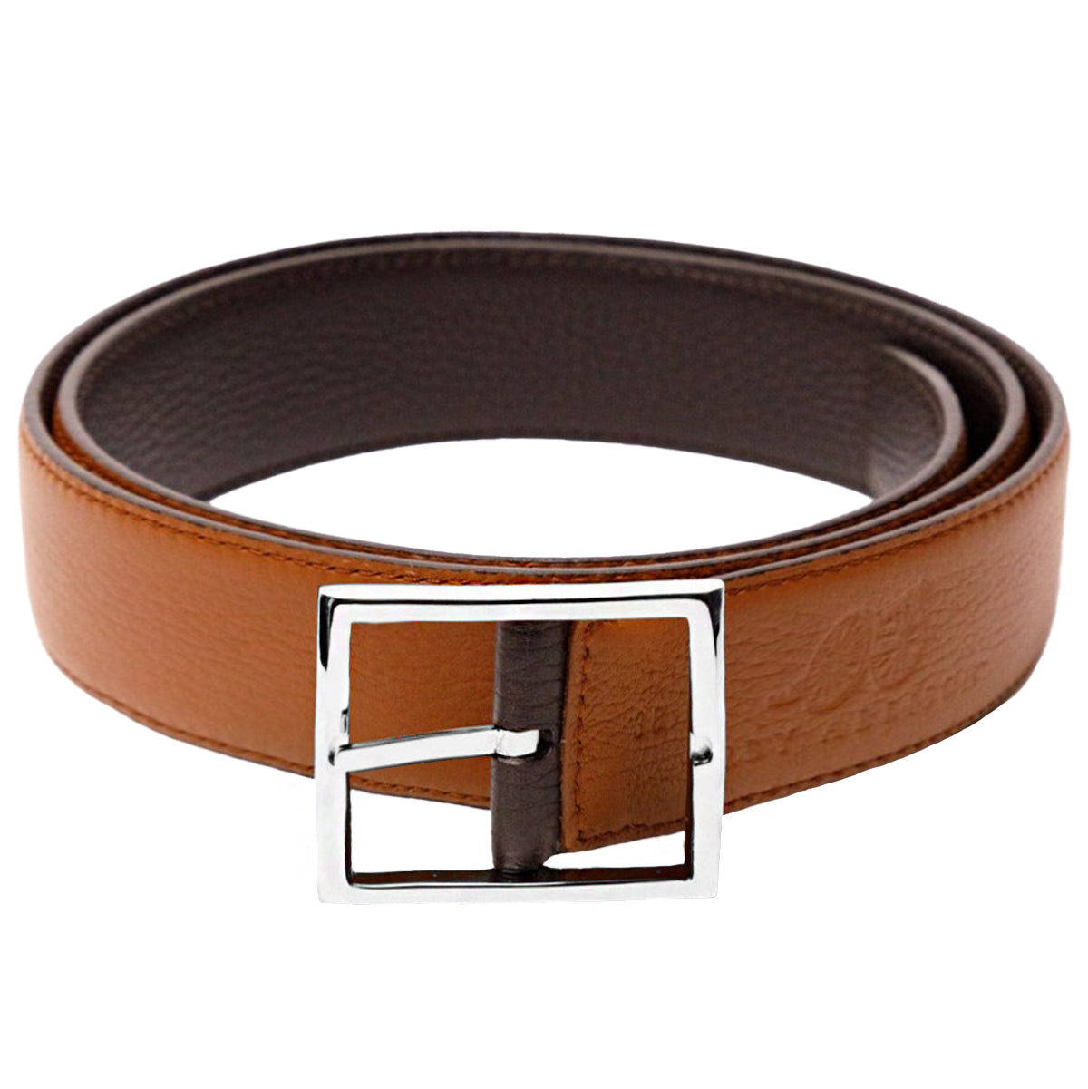 Sovereign Grade Medium Brown/Dark Brown Grained Calfskin Reversible Belt