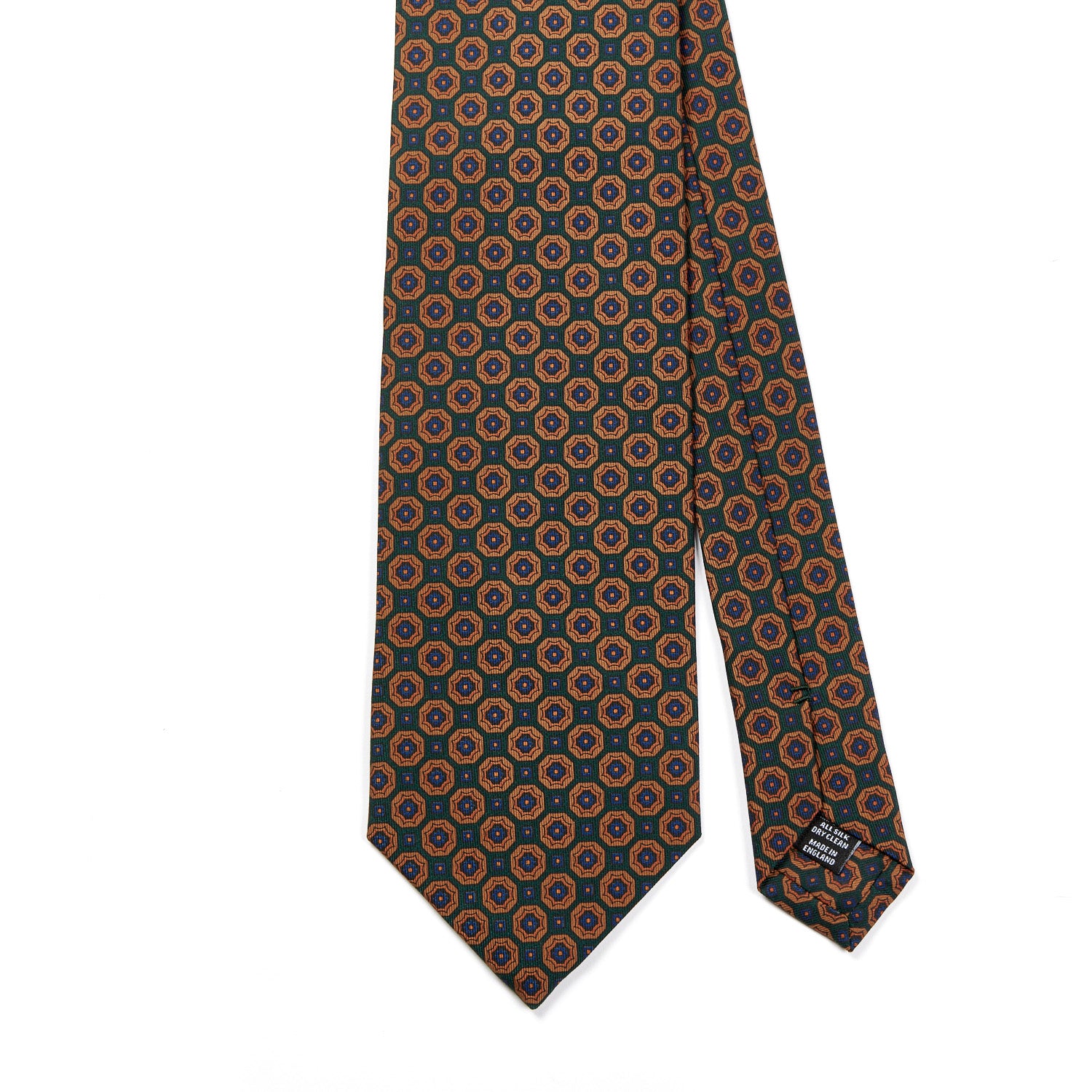 A Sovereign Grade Green/Tan Floral Medallion Ancient Madder Tie from KirbyAllison.com, crafted with the highest quality.