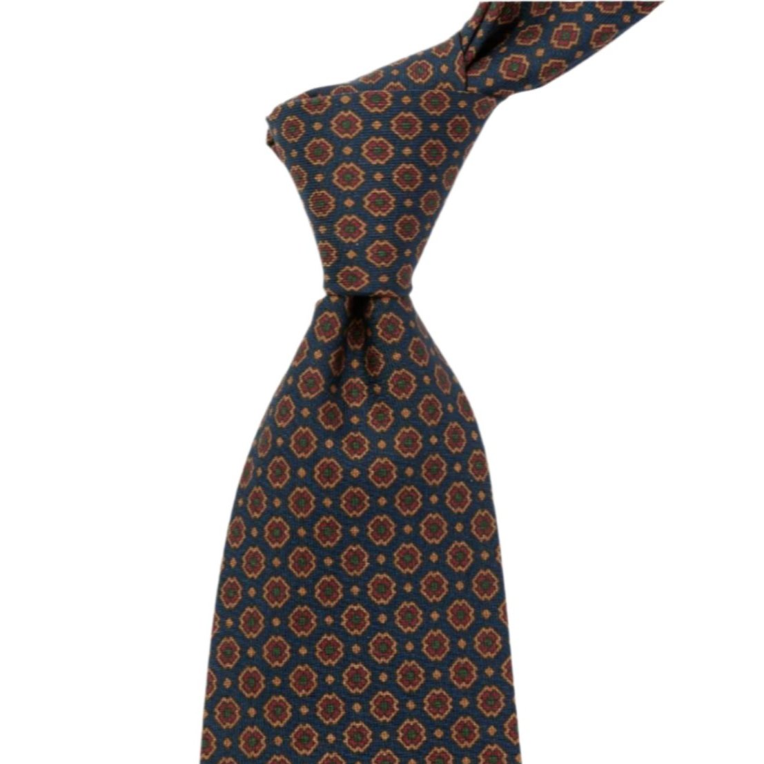 A high-quality Sovereign Grade Dark Navy Small Floral Ancient Madder Tie, handmade in the United Kingdom and available on KirbyAllison.com.