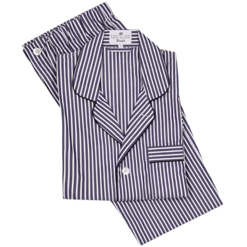 Budd x Kirby Allison Budd Stripe 100% Cotton Pajamas, Navy