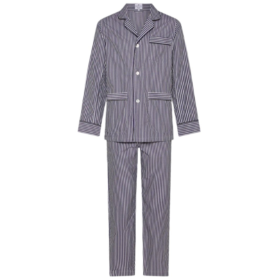 Budd x Kirby Allison Budd Stripe 100% Cotton Pajamas, Navy