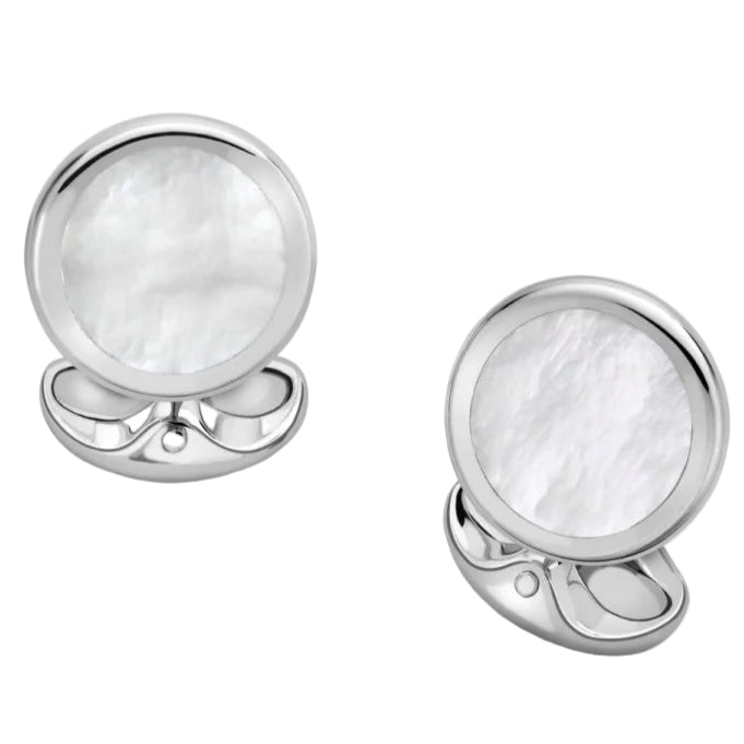 Deakin & Francis Mother-of-Pearl Round Sterling Silver Cufflinks