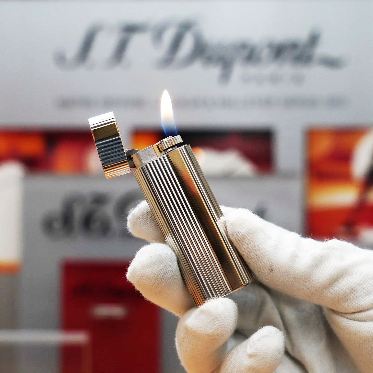 Vintage 1980 Cartier Solid Silver 925 Lighter with 18k Solid Gold Strip Factory Made