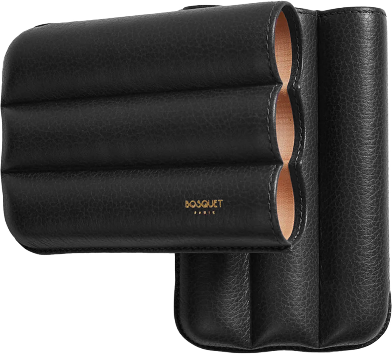 Bosquet Black Grained Leather Cylindrical Cigar Case (3 Cigars)