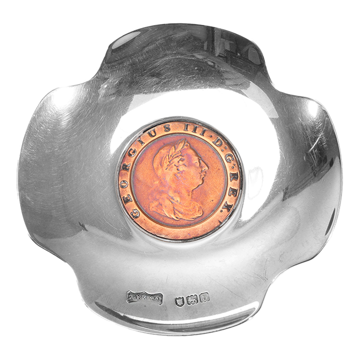 Antique Sterling Silver Penny Cigar Ashtray