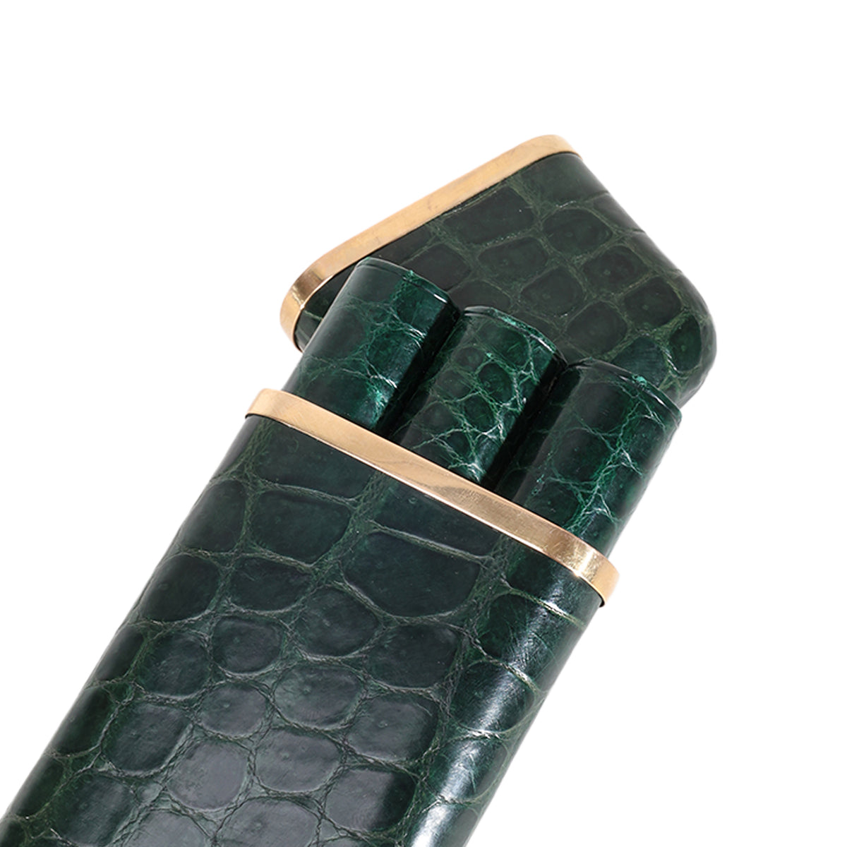 Vintage Crocodile & 18k Gold Cigar Case