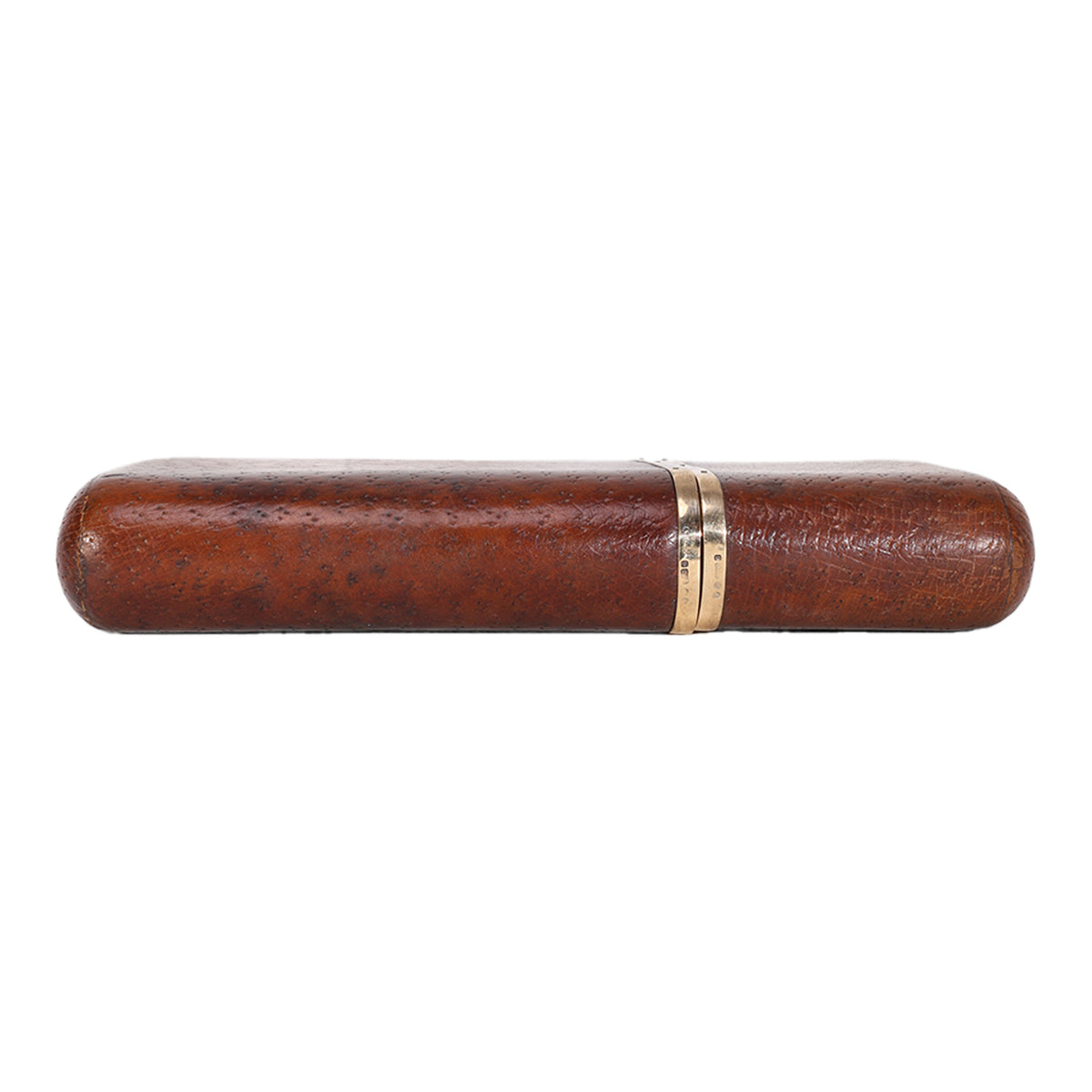 Vintage Brown & 9ct Gold Asprey Cigar Case