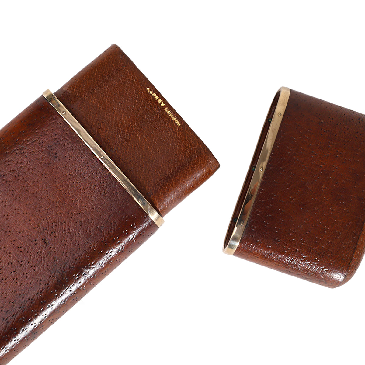 Vintage Brown & 9ct Gold Asprey Cigar Case