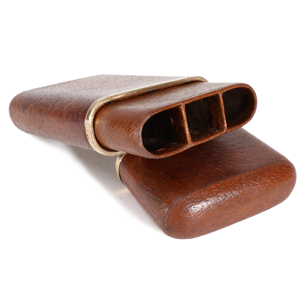 Vintage Brown & 9ct Gold Asprey Cigar Case