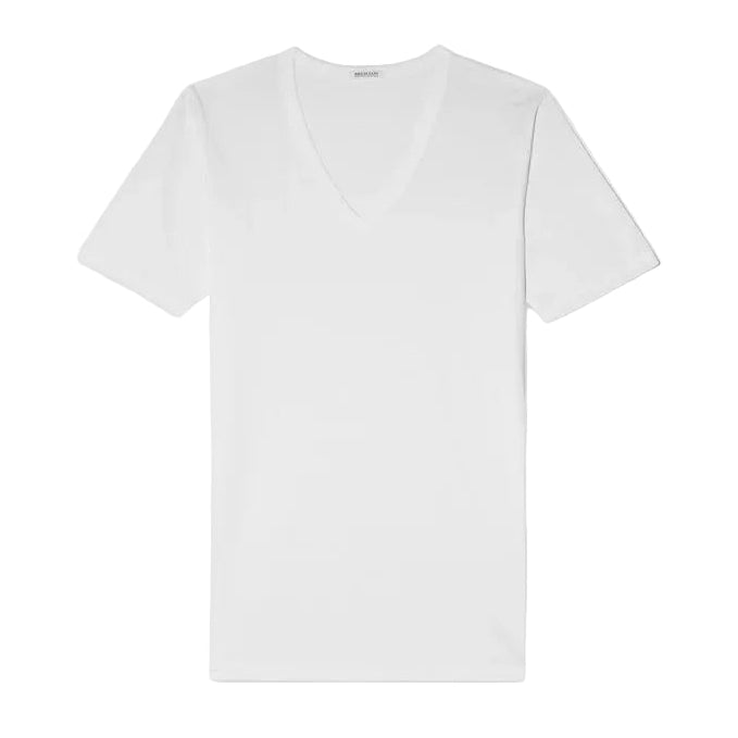 Bresciani 100% Sea Island Cotton White XL Knitted V-Neck T-shirt